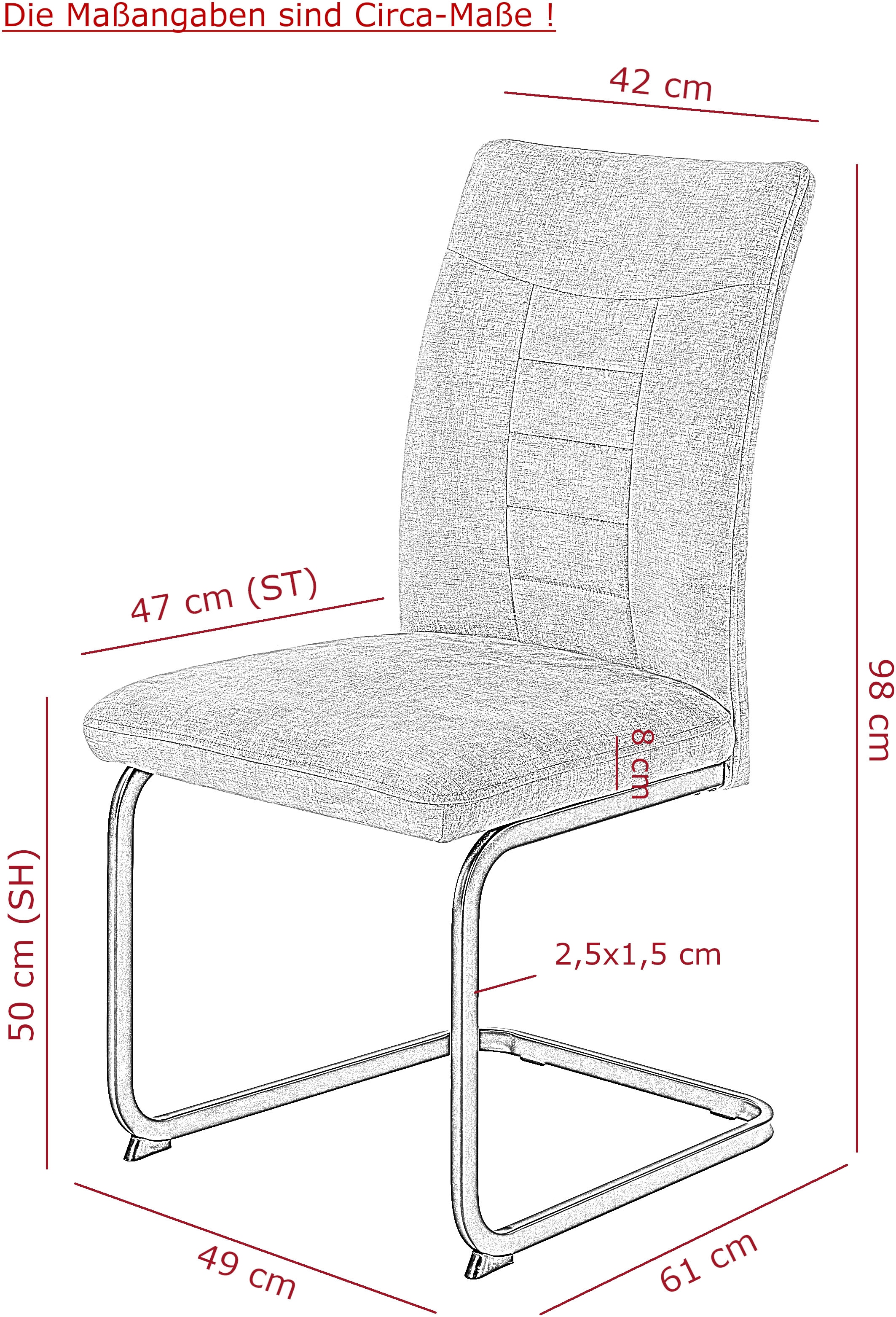HELA Chaise cantilever »GELA« (Ensemble) 2 cuisFreischwinger XL, Wellenfederung, Komfortsitz, Vintage Optik