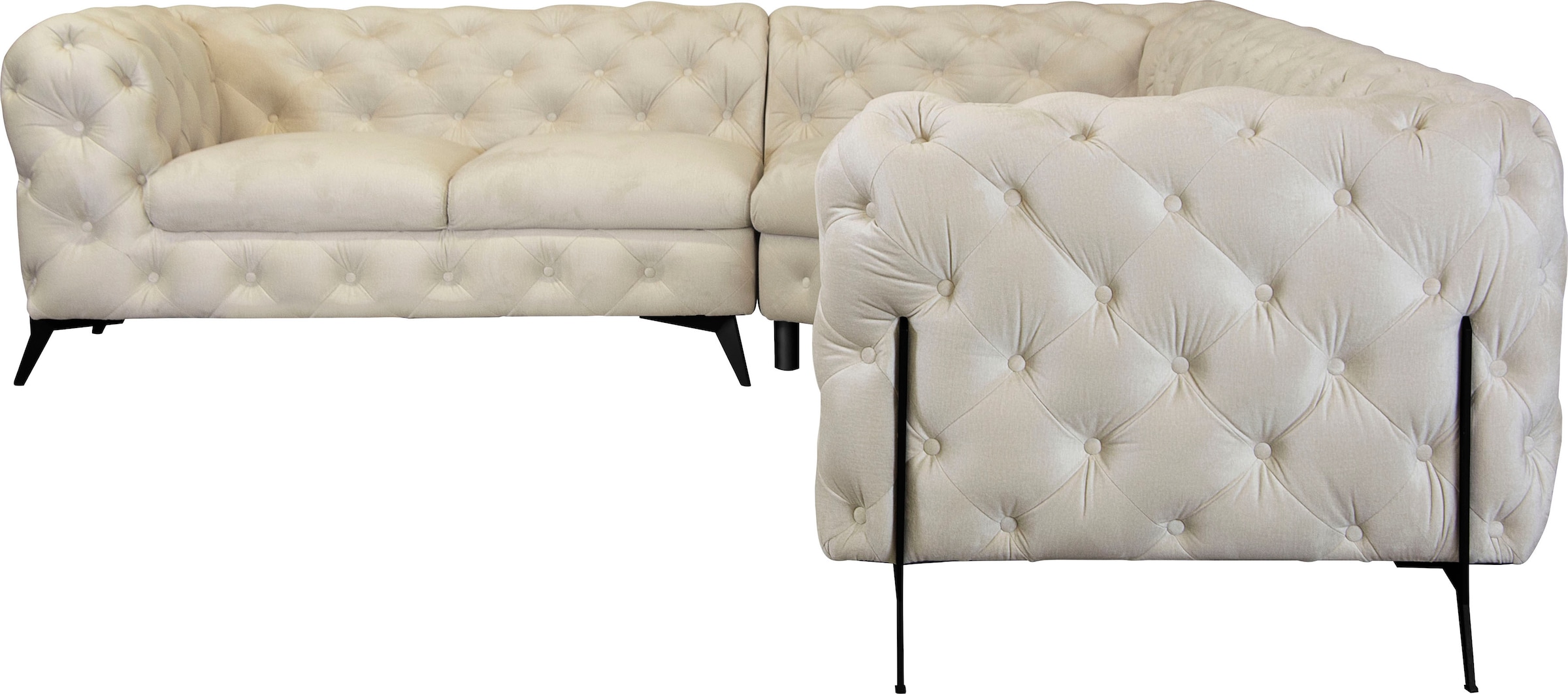 Home affaire Chesterfield-Sofa »Amaury L-Form« grosses Ecksofa, Chesterfield-Optik, Breite 323 cm, Fussfarbe wählbar
