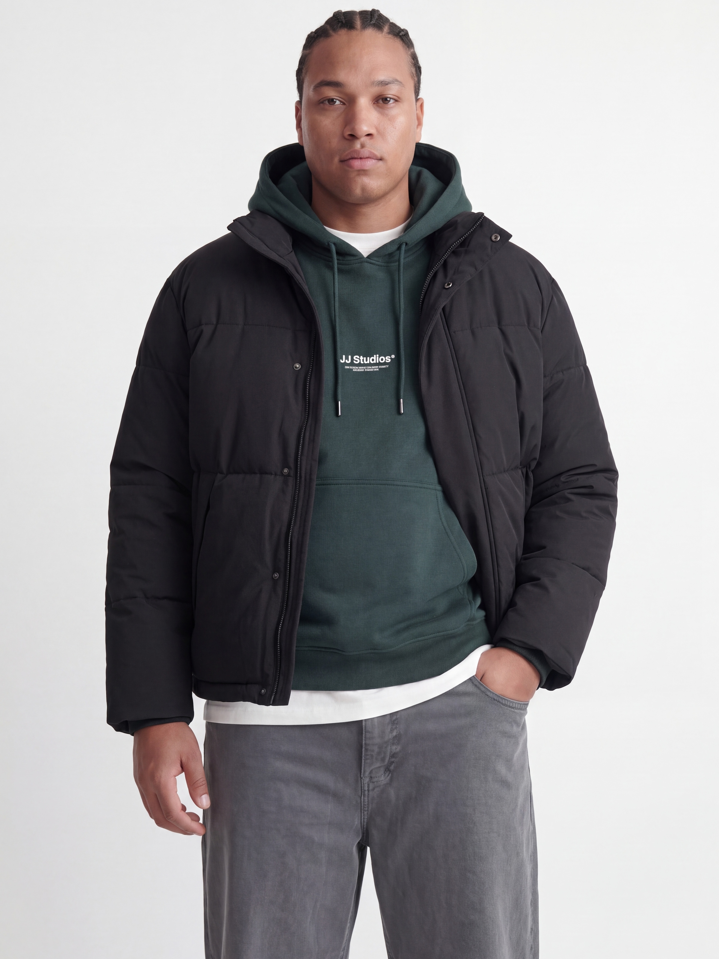 Jack & Jones PlusSize Steppjacke »JJESOHO PUFFER COLLAR AW26 SN PLS« Kunstfaser, mit verdecktem Reissverschluss