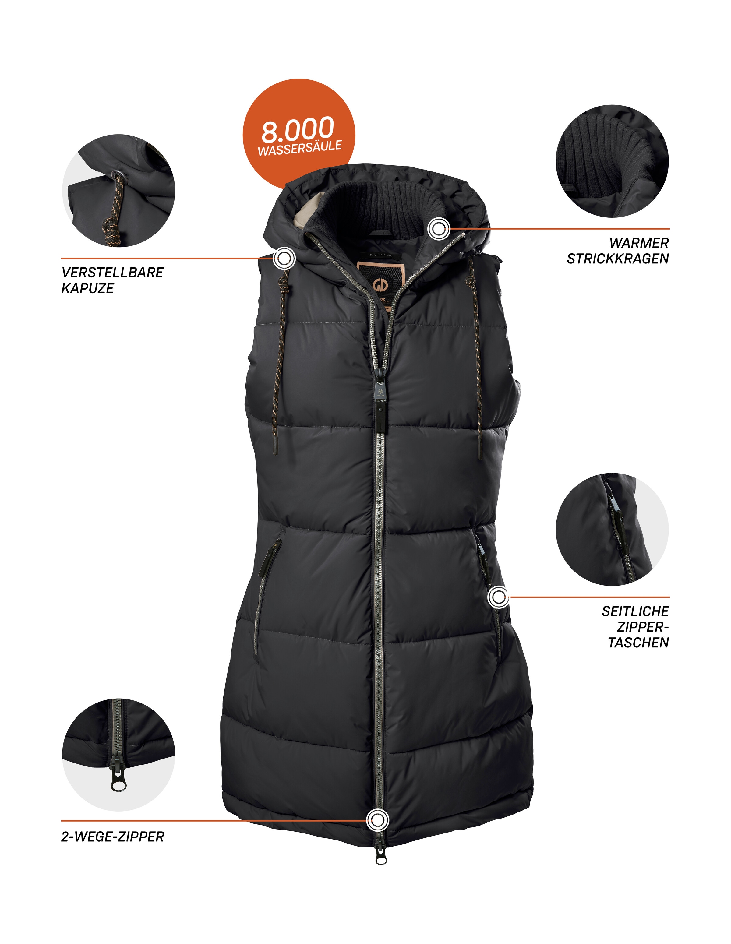 G.I.G.A. DX by killtec Steppweste »GW 30 WMN QLTD VST« Wasserabweisende, winddichte Weste mit Kapuze und Kinnschutz