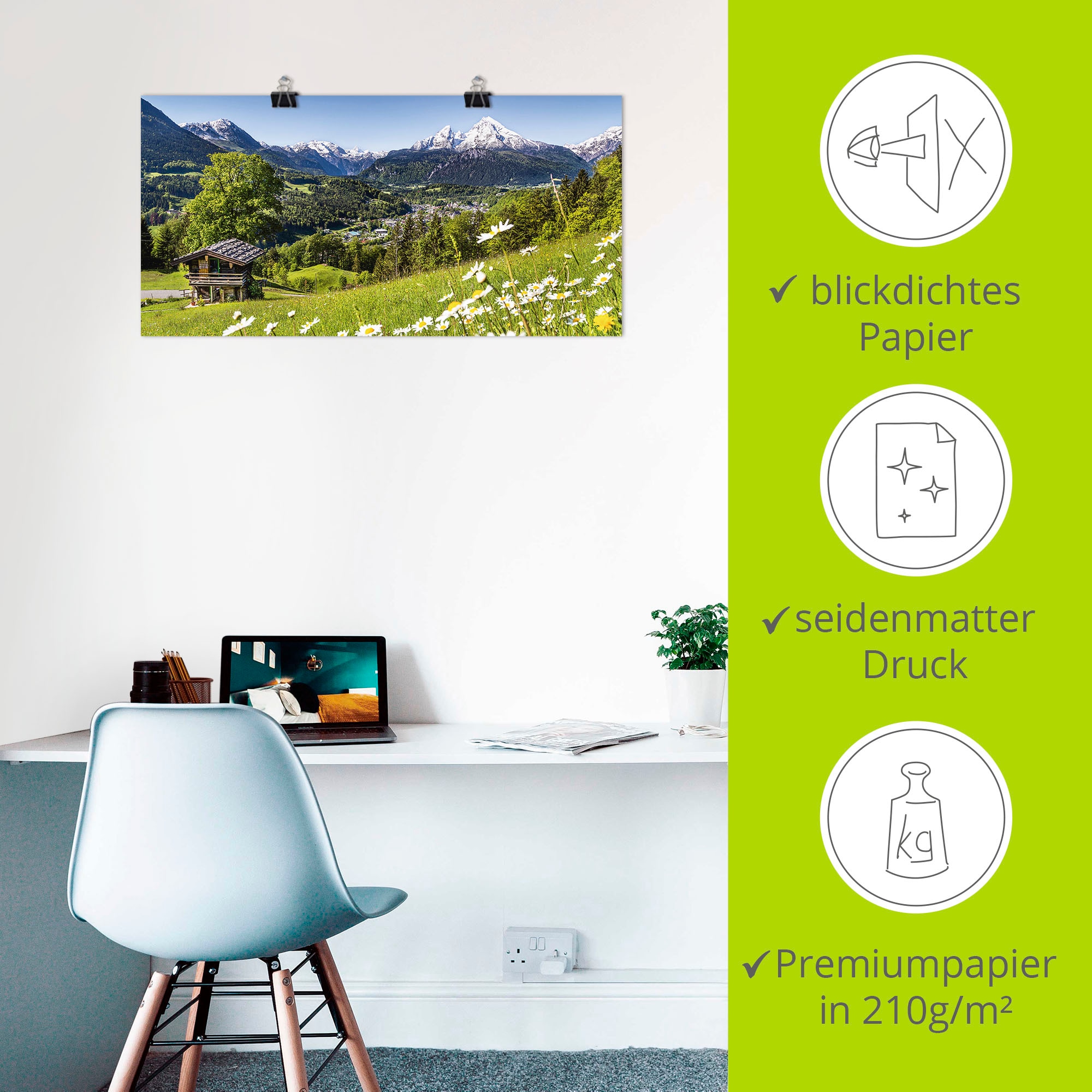 Artland Fresque murale »Landschaft in den Bayerischen Alpen« 1 cuis tlg. als Leinwandbild, Poster in verschied. Grössen