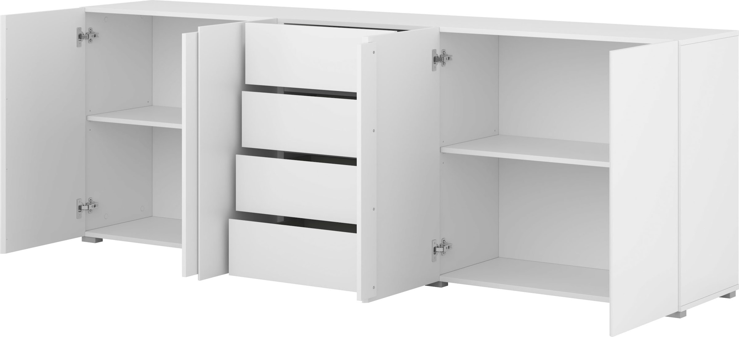 GOODproduct Buffet »Metric,Breite 222 cm, grifflose Kommode 4 Türen/4 Schubkästen« commode à tiroirs avec beaucoup de rangement, étagères réglables