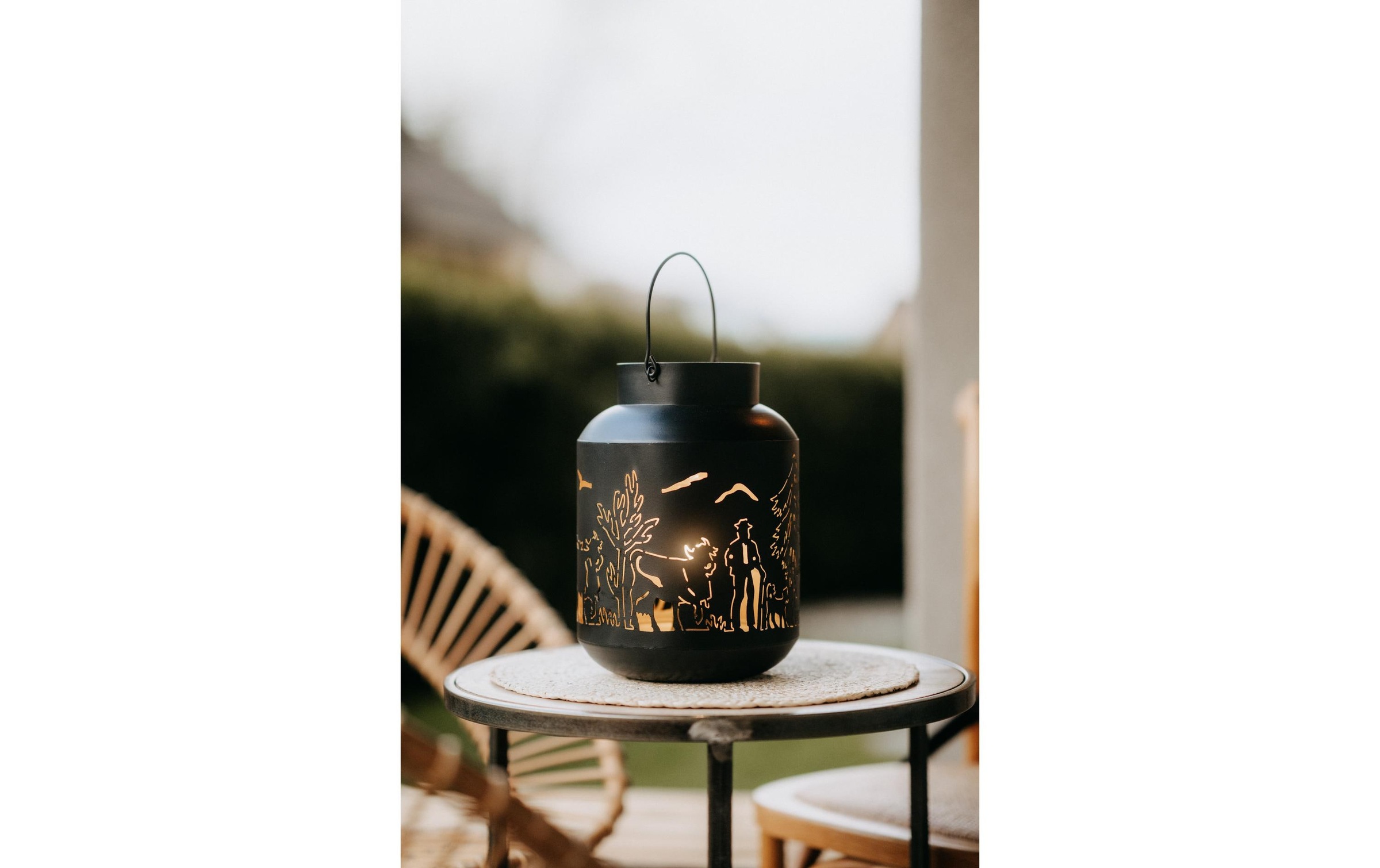 Kadastar Lanterne à bougie »Alpaufzug Familie 27 cm« Laterne Scherenschnitt