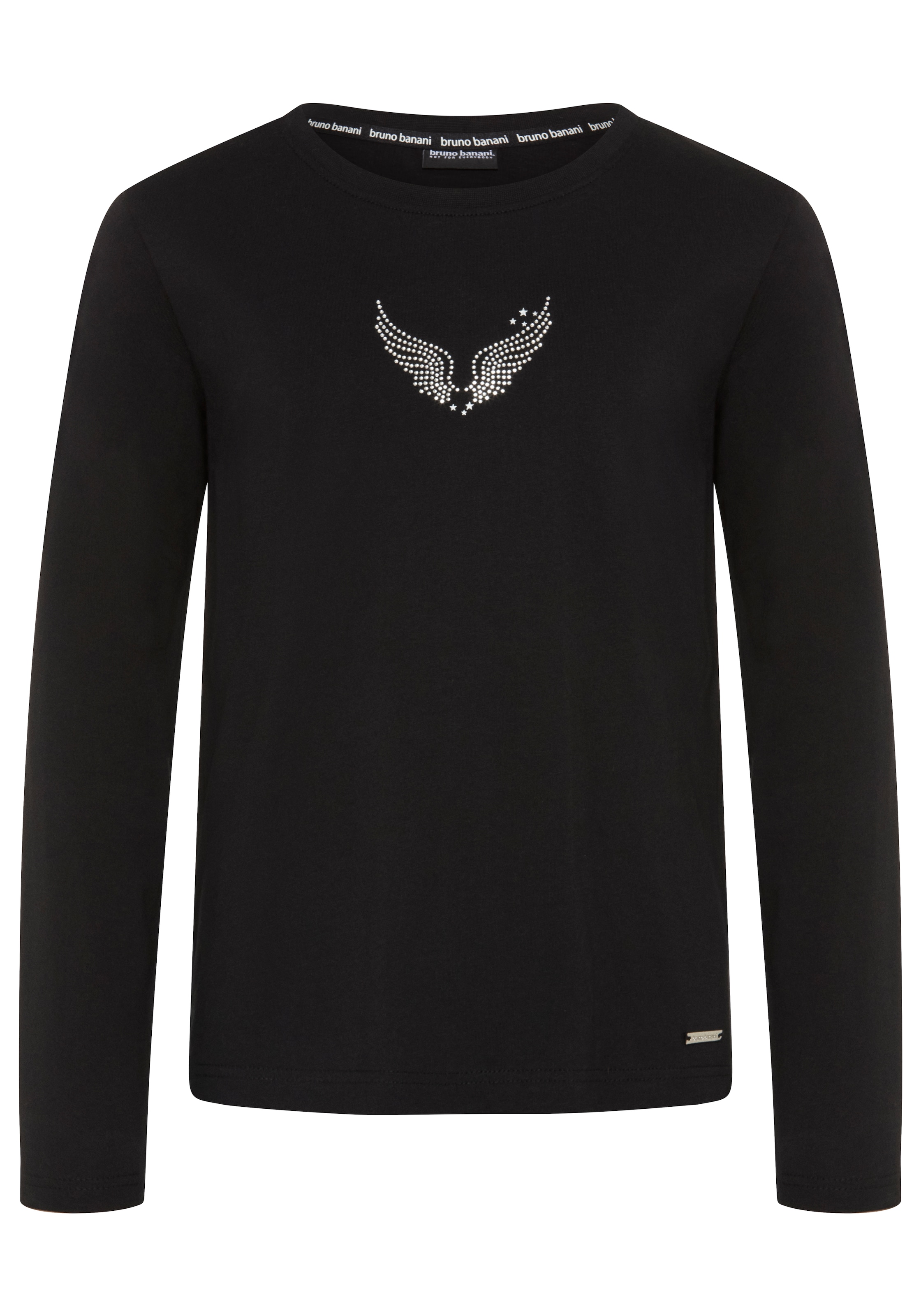 Bruno Banani T-shirt à manches longues »Shirt mit Strass-Stein Applikation« manches longues, coupe basique longueur hanches, pour quotidien et streetwear