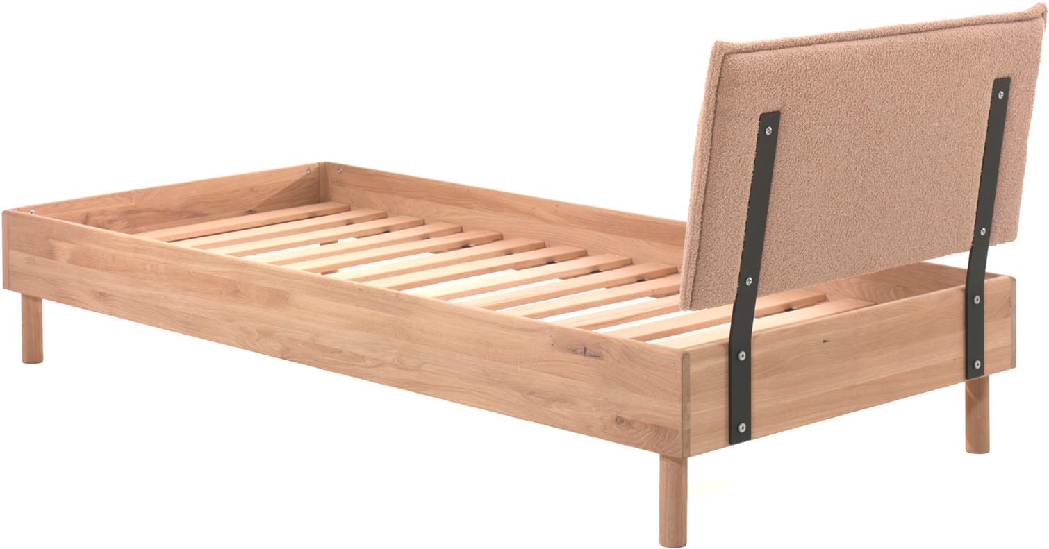 Vipack Lit simple »stabil und hochwertig gebaut, Kanten gerundet, mit Polsterkopfteil« 90/200 cm avec sommier à lattes, en chêne massif huilé naturel