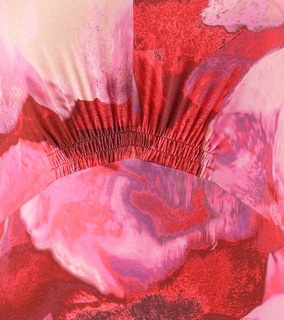 Aniston SELECTED Robe midi mit Smok-Details und fantasievollem Blütendruck - NEUE KOLLEKTION