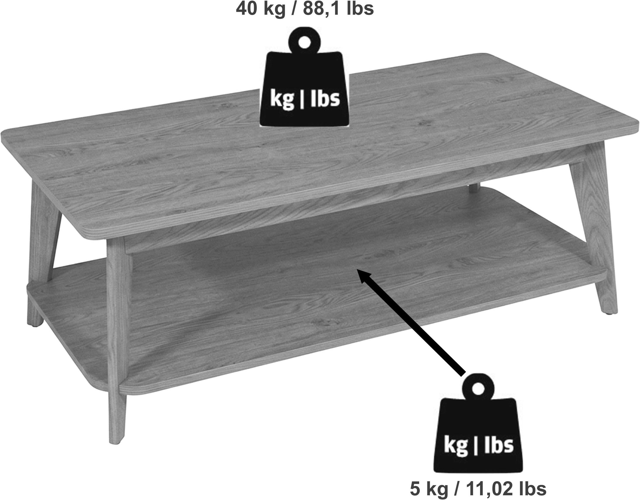 Jahnke Table basse »SIXTY COFFEE« Table basse, 2 niveaux, scandinave, aspect chêne et marbre, largeur : 110 cm