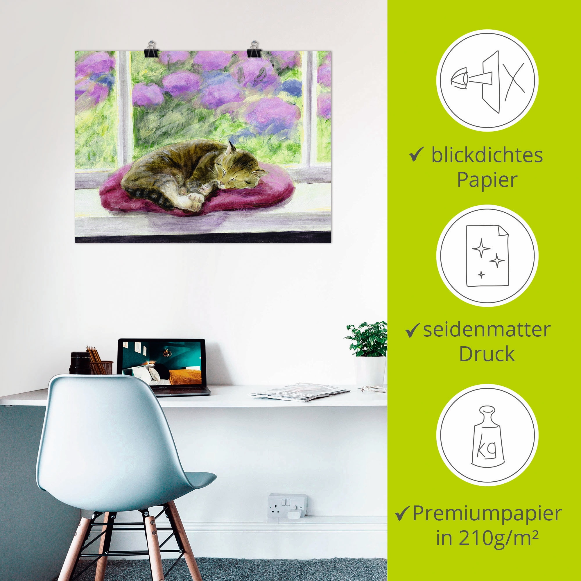 Artland Poster »Katze auf Gartenfensterbank« Haustiere 1 Stk. tlg. ohne Rahmen