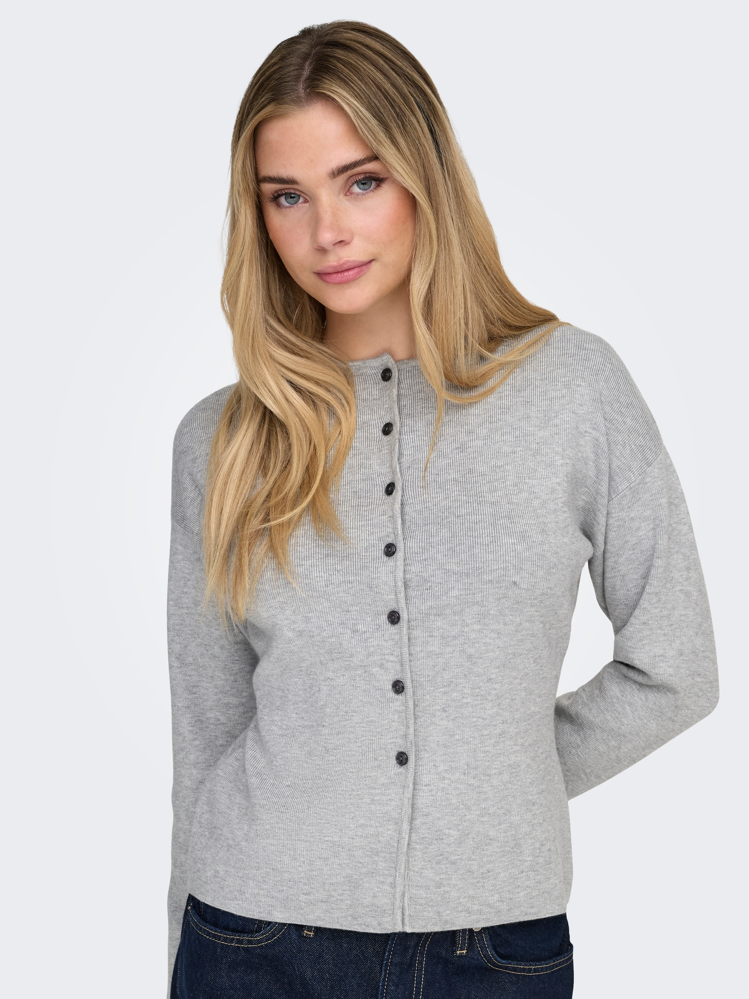 ONLY Veste en tricot »ONLLUCY LS O-NECK CARDIGAN EX KNT« Materialmix, regular fit, Rundhals