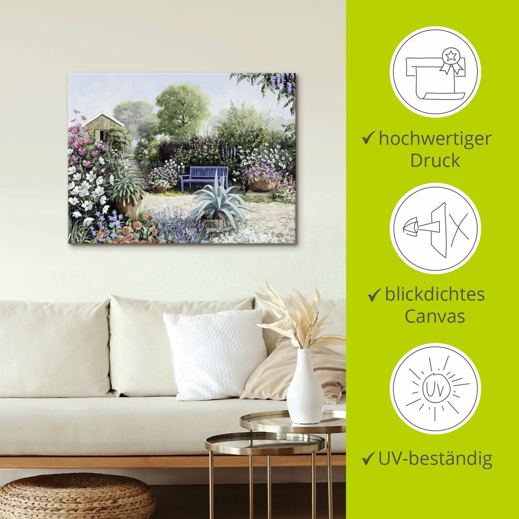 Artland Leinwandbild »Ruhiger Garten« Garten 1 Stk. tlg. auf Holzrahmen gespannt