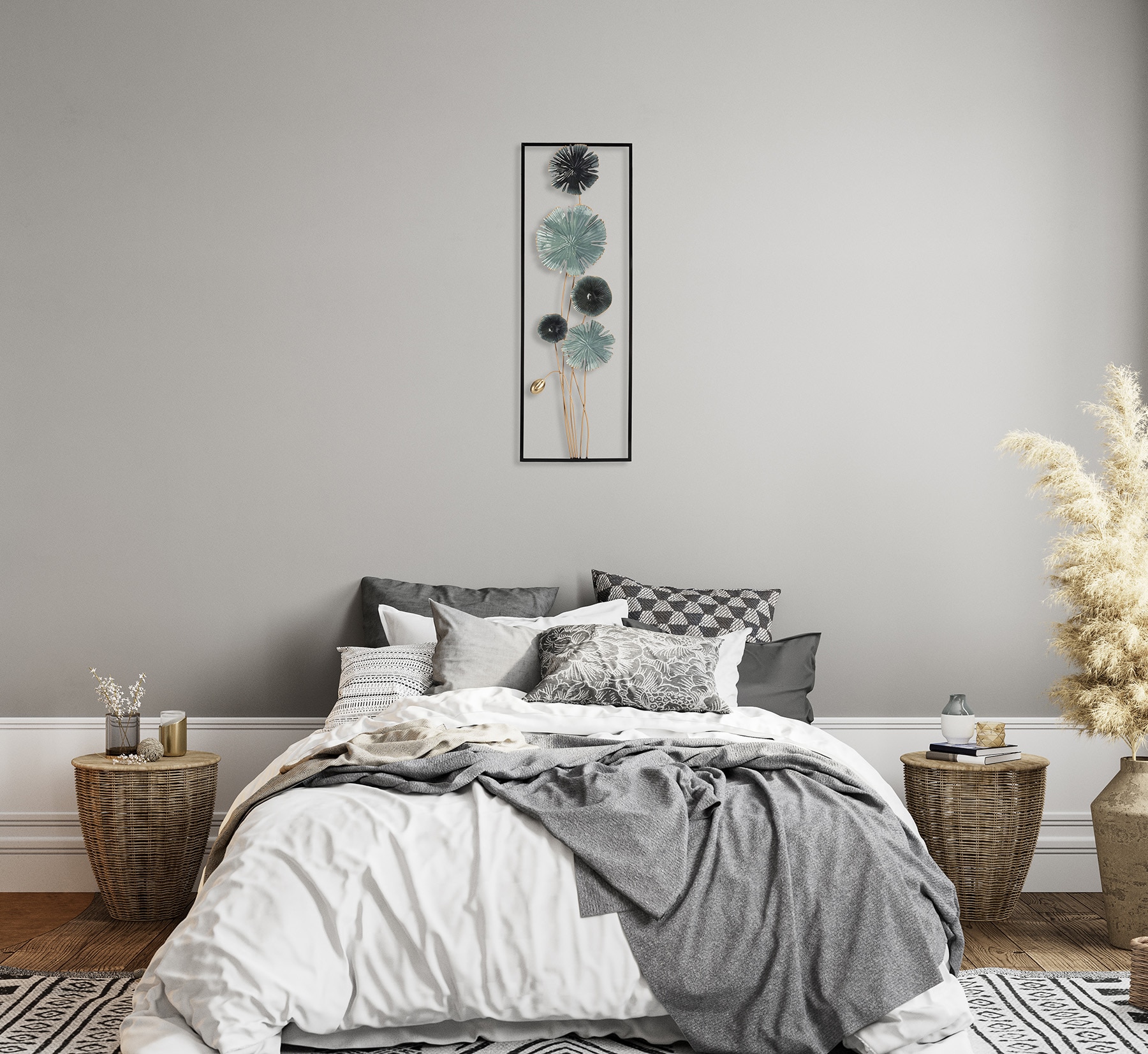 Bönninghoff Tableau métallique »BLUMEN 31x90 cm – Deko modern« Feuilles | Images de feuilles | Plantes Décoration murale