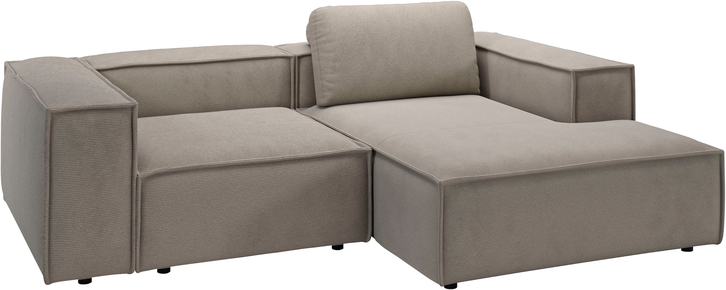 Home affaire Ecksofa »Watertown, kompakte L-Form, Japandi Design, 246 cm Breite« modernes Ecksofa mit Feincordbezug, platzsparend & bequem