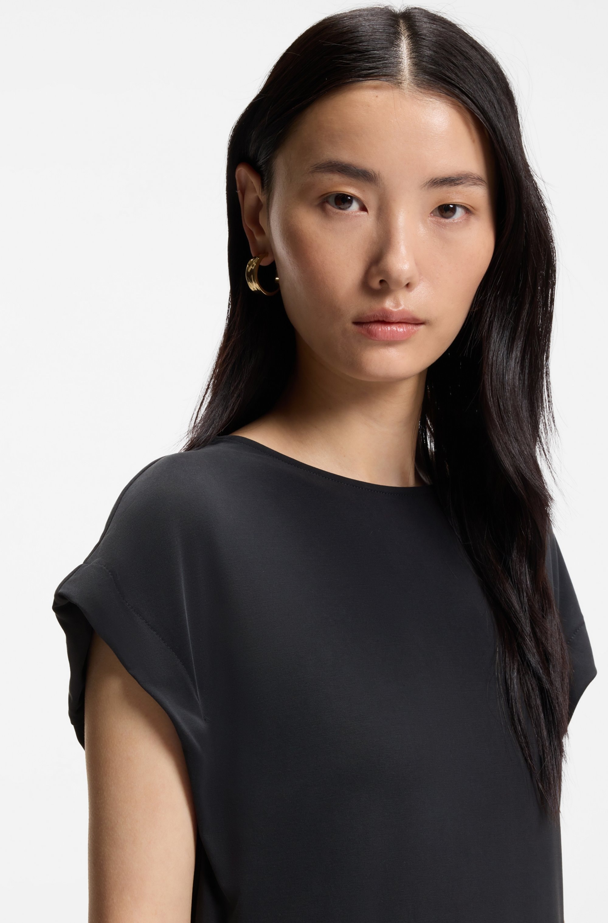 BOSS ORANGE Robe midi »Endra Premium Damenmode« avec détail noué, coupe droite