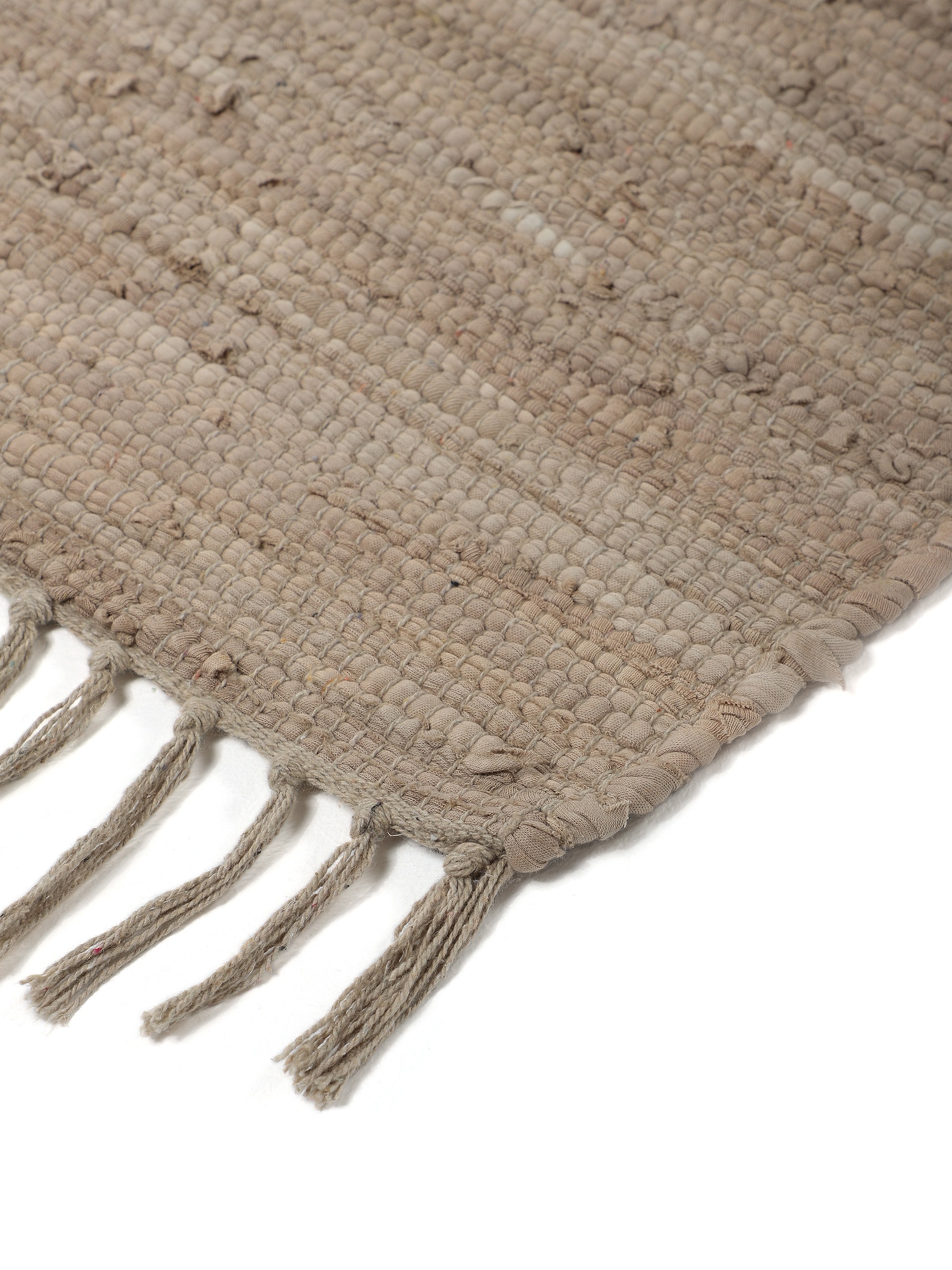 carpetfine Teppich »Kelim Chindi uni , auch als Läufer« rechteckig 5 mm Höhe Wendeteppich, reine Baumwolle, handgewebt, Uni-Farben, mit Fransen