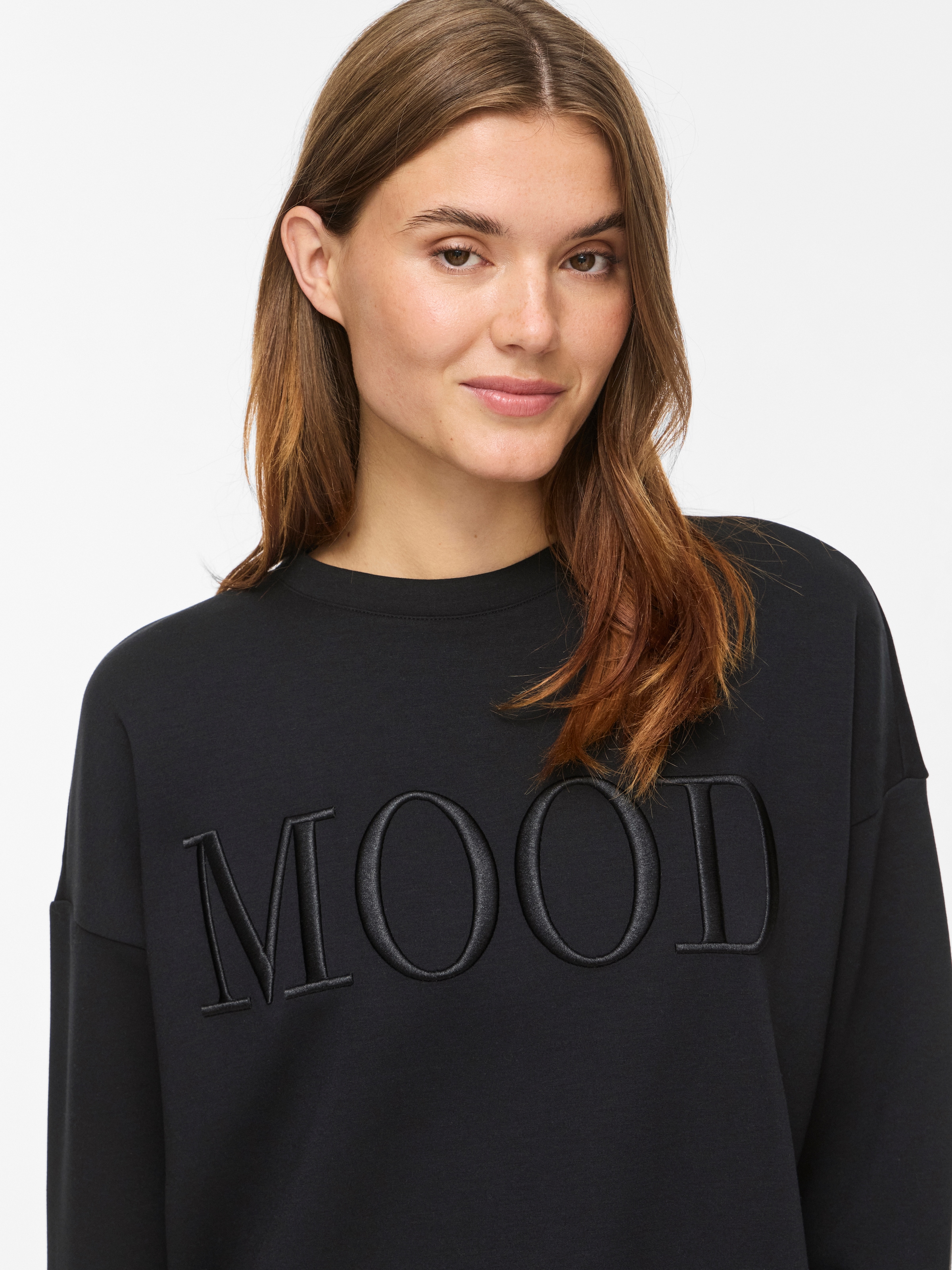 Vila Pull »VIREFLECT MOOD EMB L/S SWEAT TOP/R/3«, mélange de matières, coupe ample
