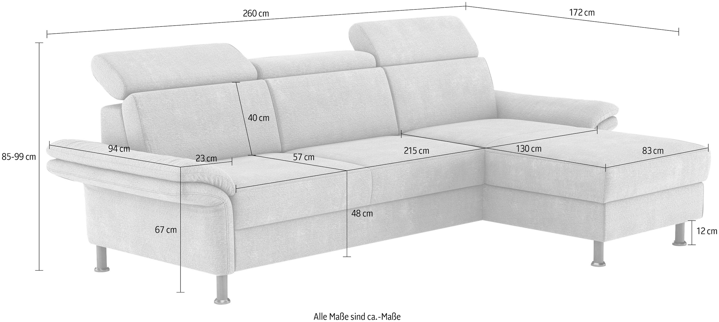 Home affaire Ecksofa »Calypso L-Form« mit motorischen Funktionen im Sofa und Recamiere