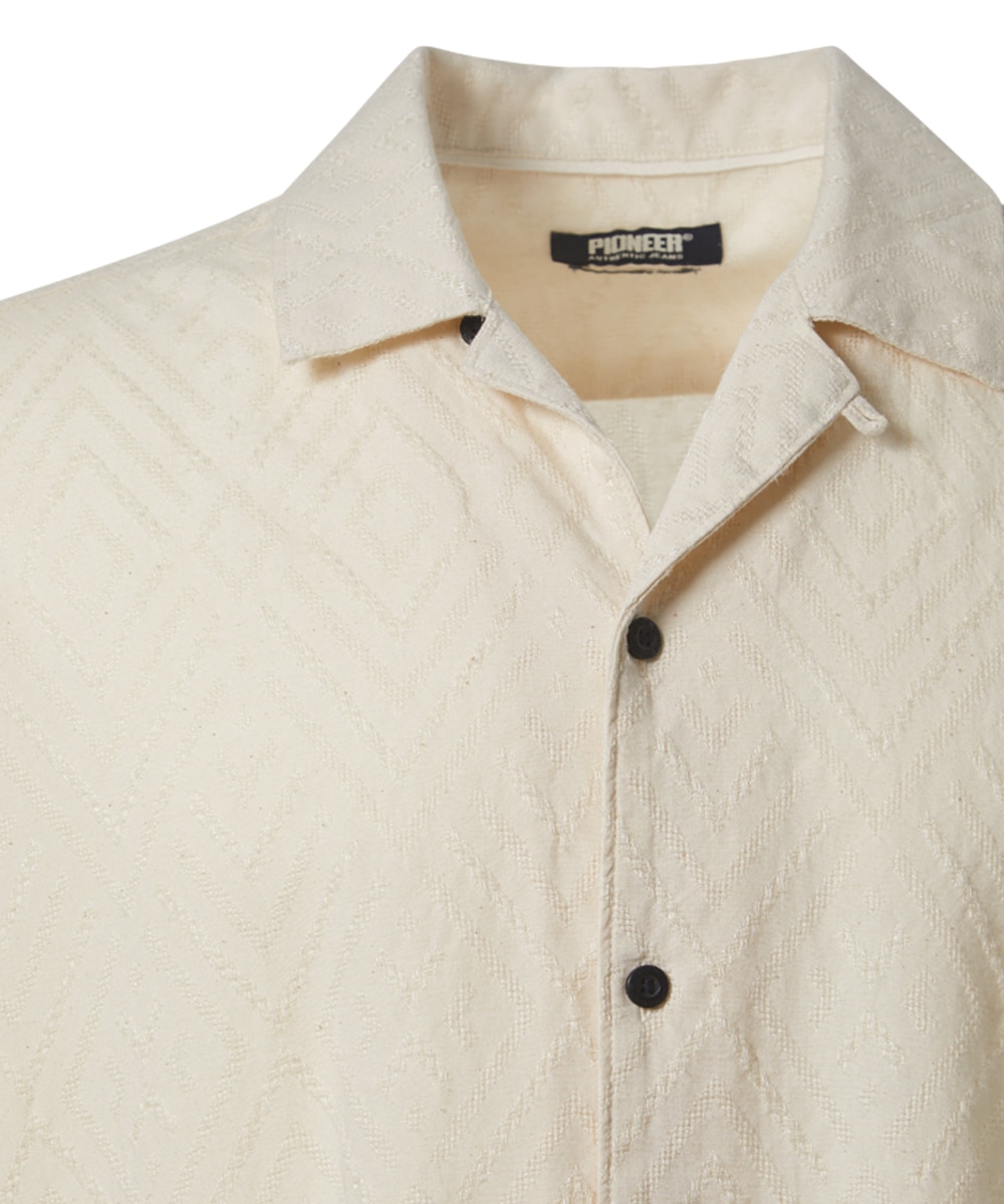 Pioneer Authentic Jeans Kurzarmhemd mit Jacquard Muster