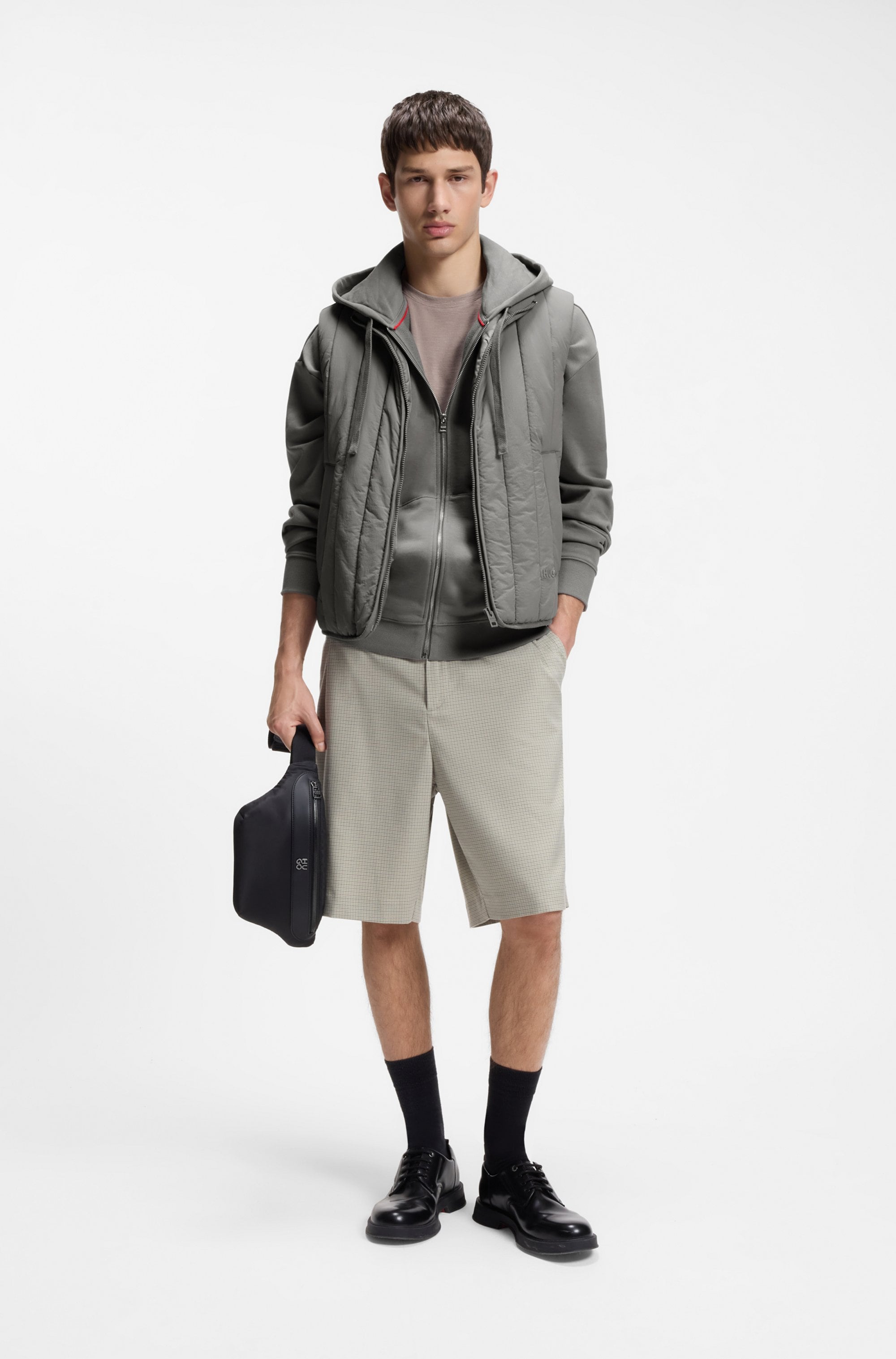 HUGO Kapuzensweatjacke Relaxed Fit, Kapuze, Taschen