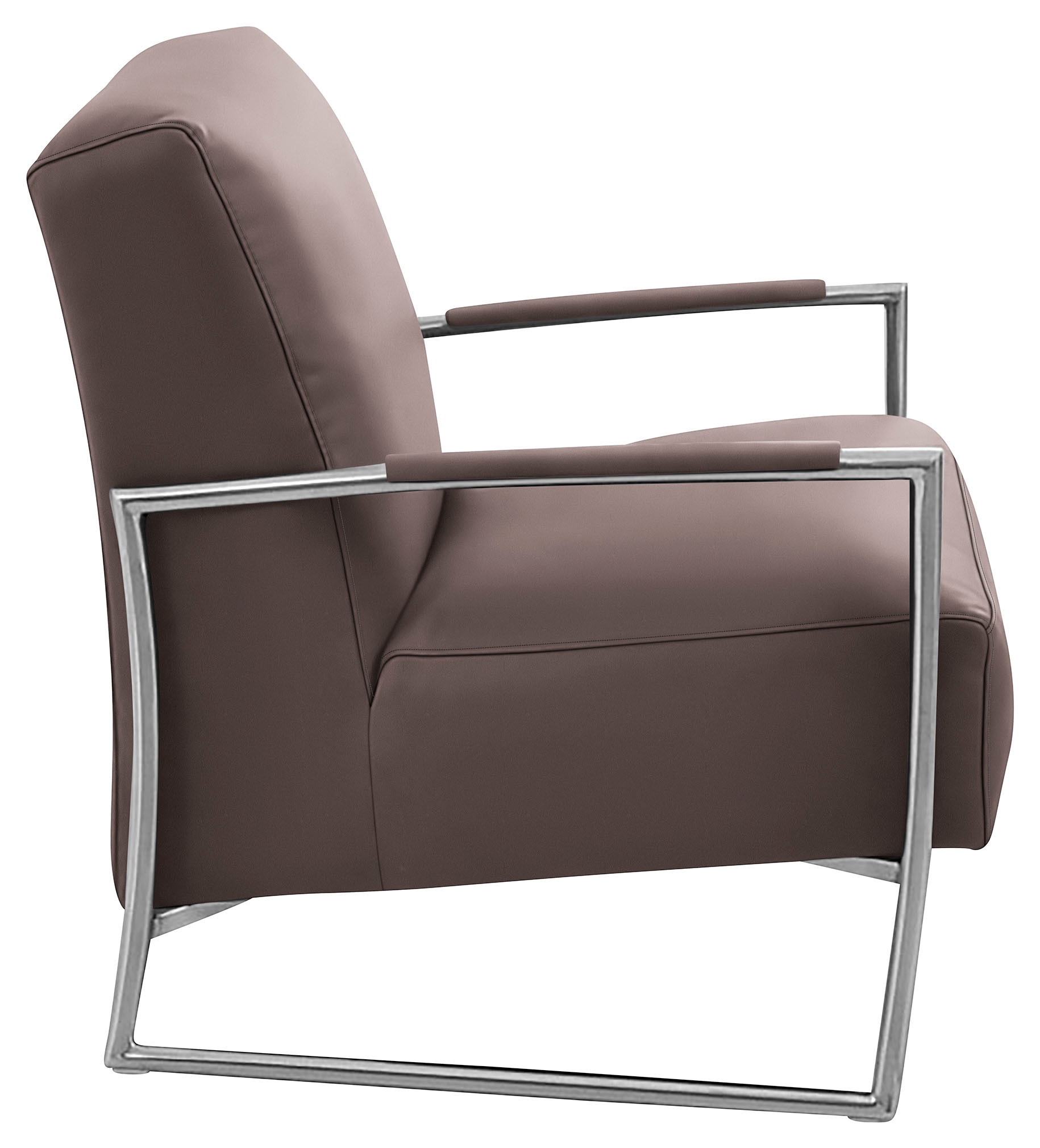K+W Komfort & Wohnen Fauteuil de cocktail avec accoudoirs recouverts, structure métal aspect inox