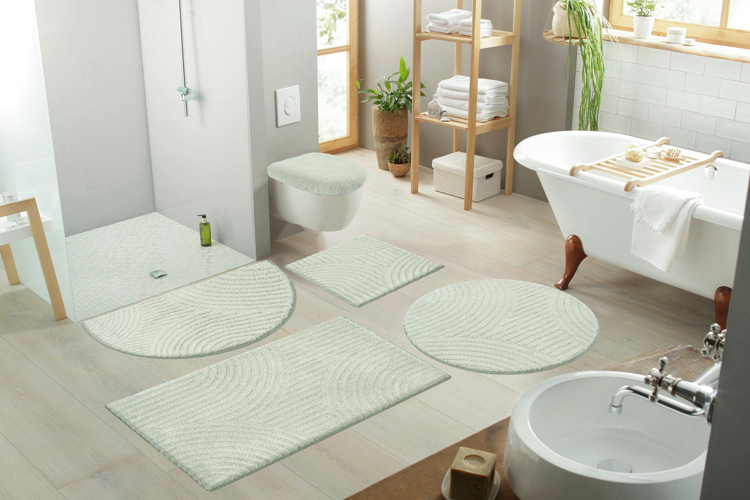 my home Tapis de bain »Ognon, Scandi, Boho, modernes Muster« Höhe 15 mm Badteppich, Uni Farben, Hoch-Tief-Effekt