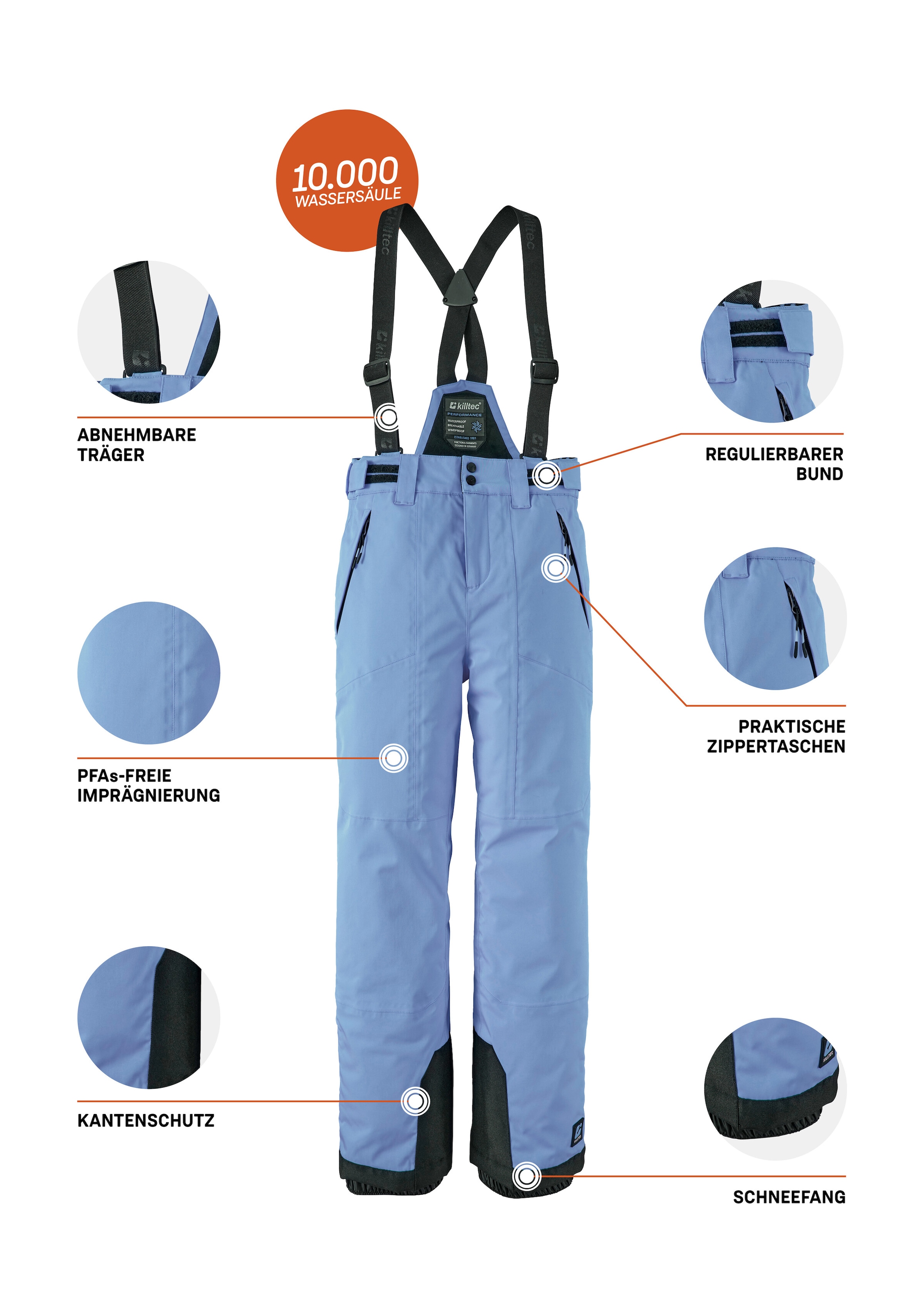 Killtec Skihose »Girls Skihose 242«  Wasserdicht, atmungsaktiv, abnehmbare Träger, rutschfester Schneefang