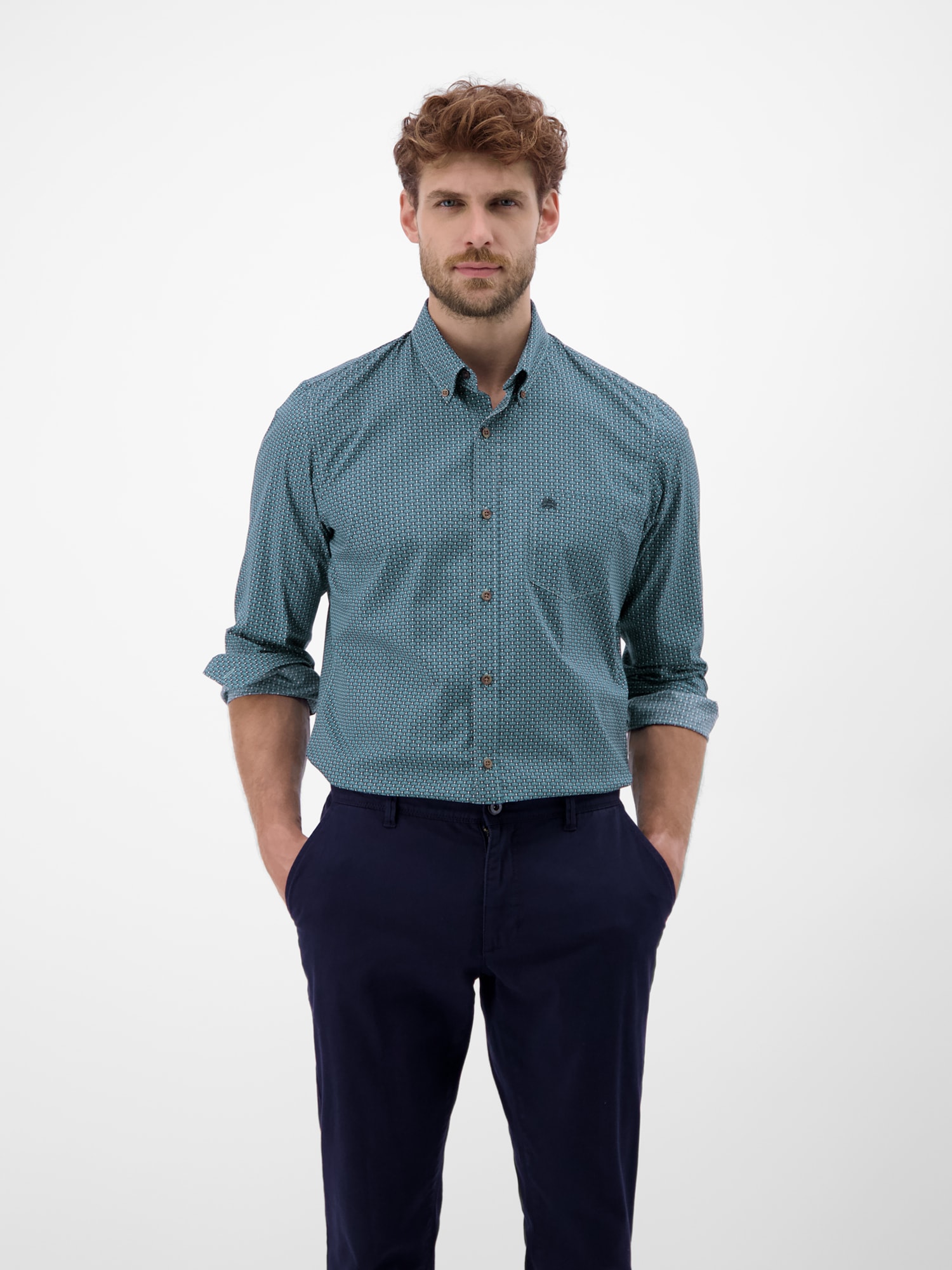 LERROS Langarmhemd »LERROS Herrenhemd mit Ornamentmuster«