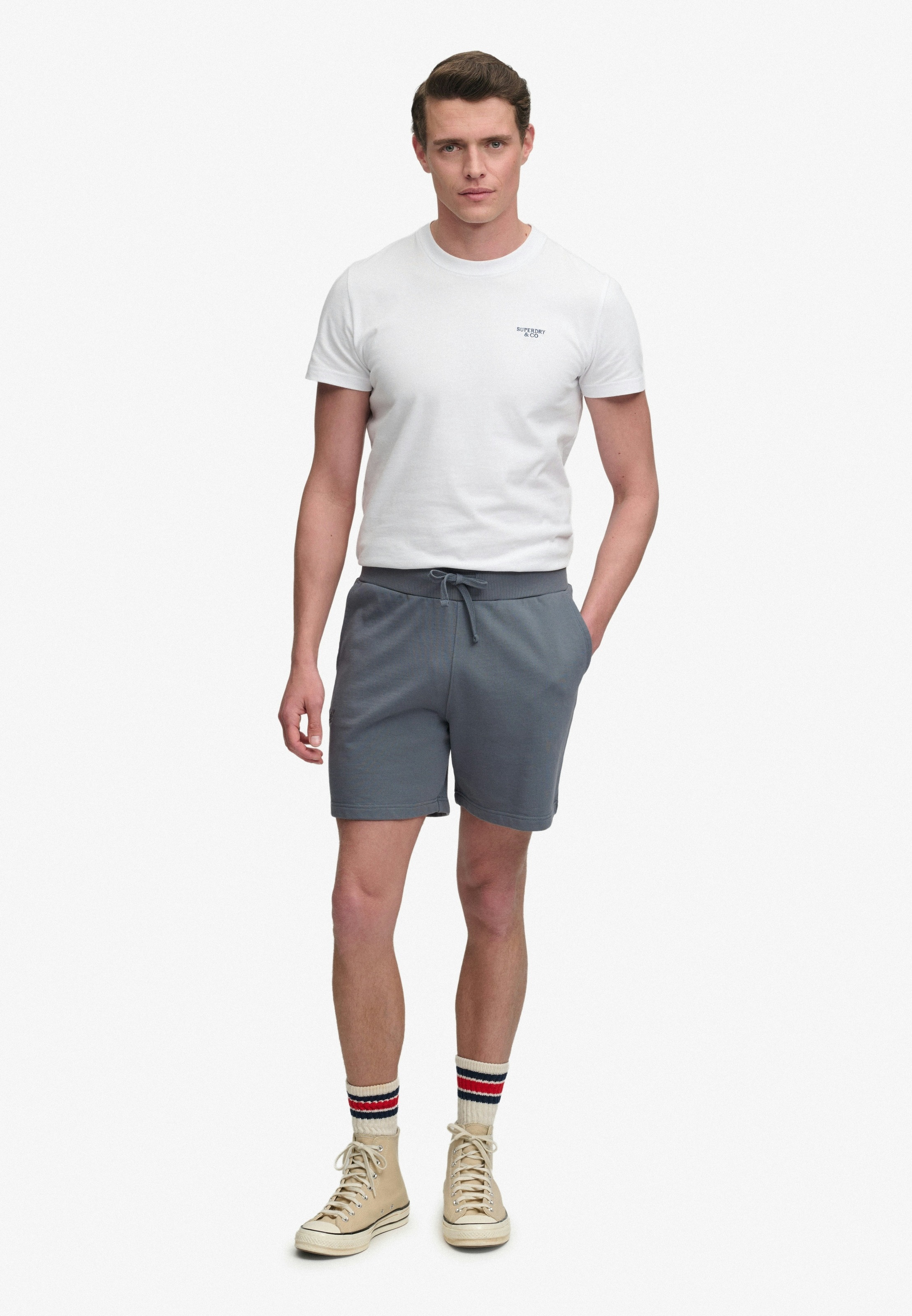 Superdry Sweatshorts »ESSENTIAL LOGO CLASSIC SHORT«  coupe décontractée, avec élastique, longueur genoux, uni