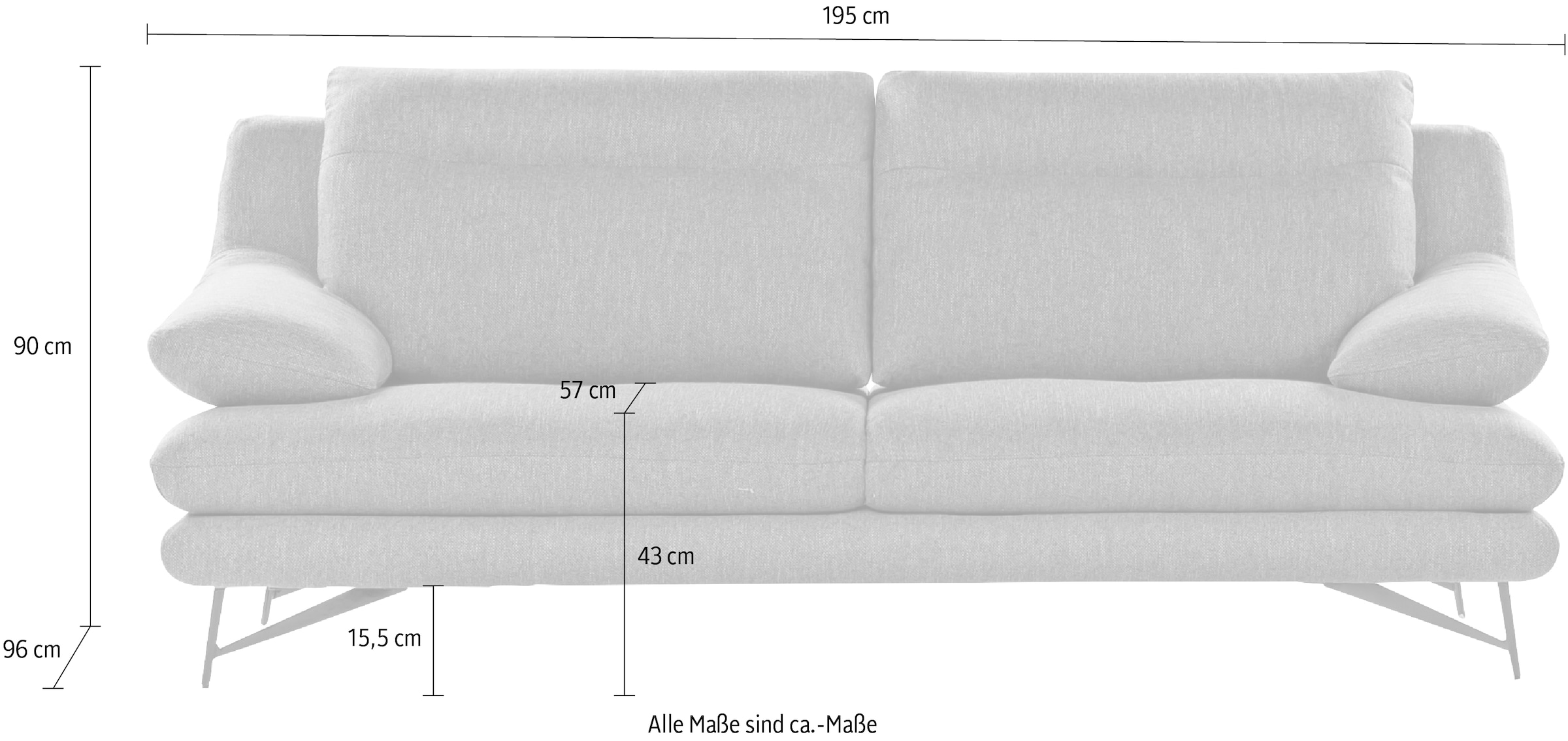 CALIA ITALIA 2-Sitzer »Cezanne, italienisches Designsofa mit erstklassigem Sitzkomfort« wahlweise mit Sitztiefenverstellung