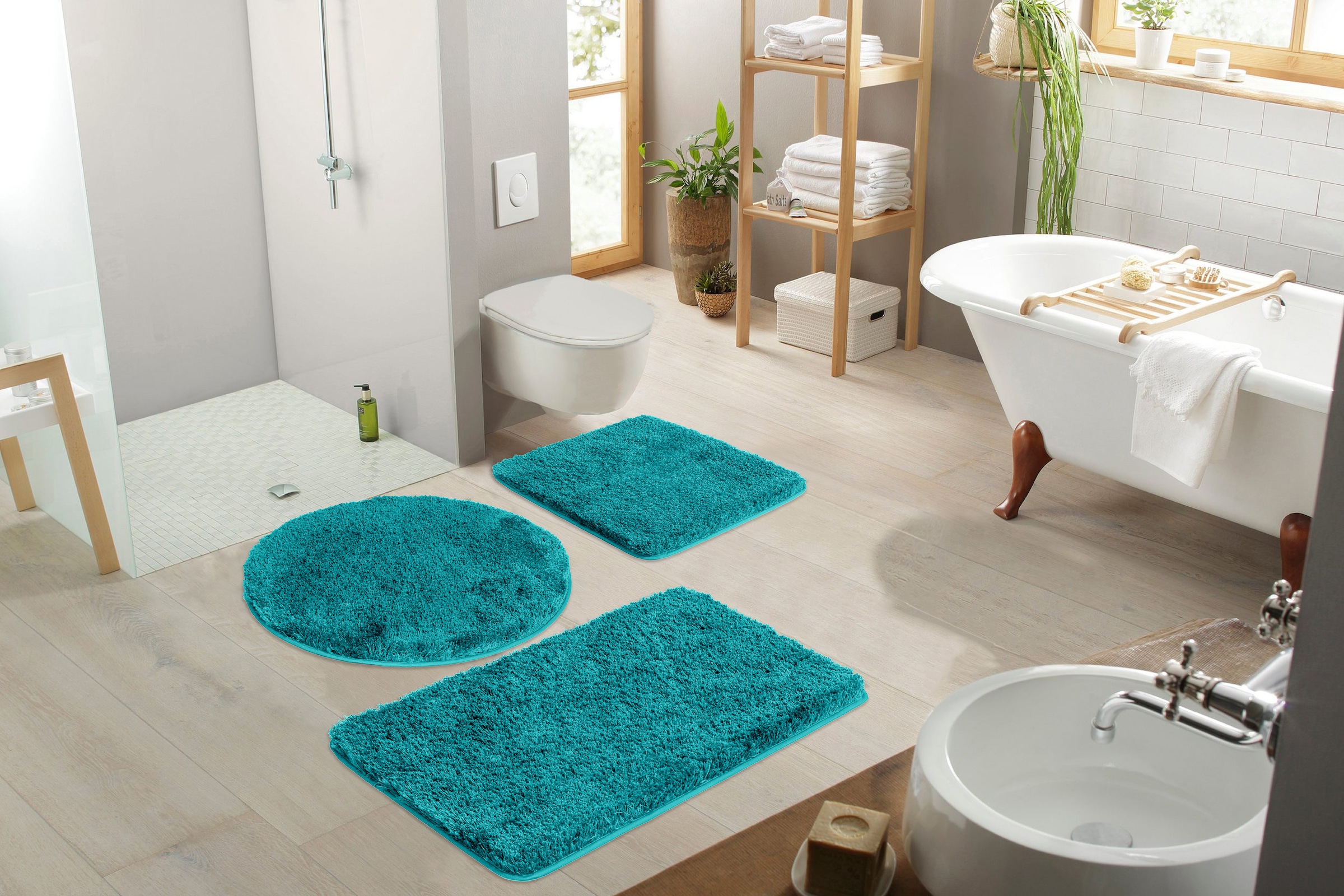 Möve Badematte »Superwuschel, Badvorleger, Badezimmer Teppich« Höhe 40 mm rutschhemmend beschichtet fussbodenheizungsgeeignet | schnell trocknend | strapazierfähig Mikrofaser-Badematte, Badteppich, rechteckig, rund & als 3-tlg. Set