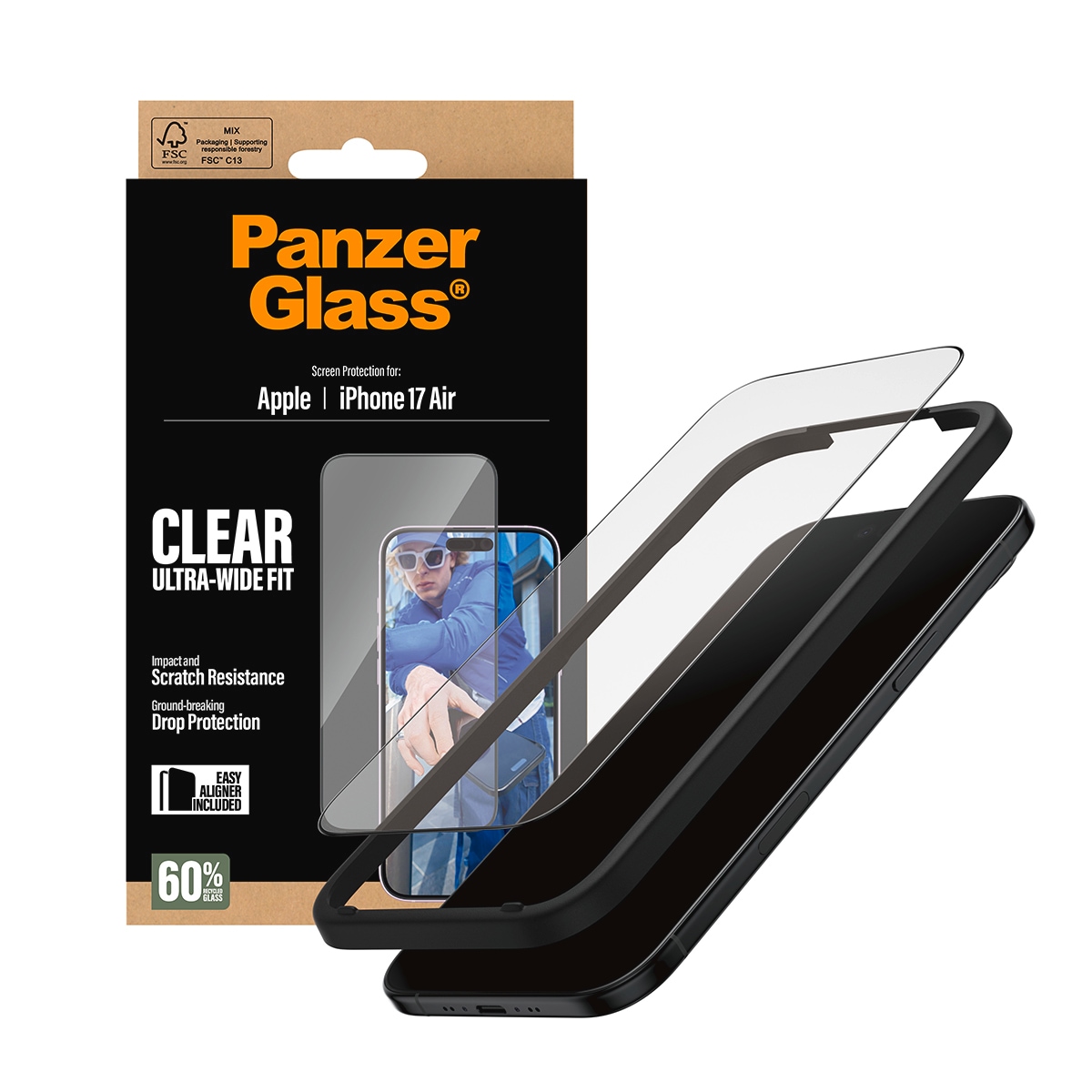 CARE by PanzerGlass Verre de protection d'écran »Ultra-Wide Fit Screen Protector« für Apple iPhone Air Displayschutzfolie, Schutzfolie, Bildschirmschutz, kratz- & stossfest