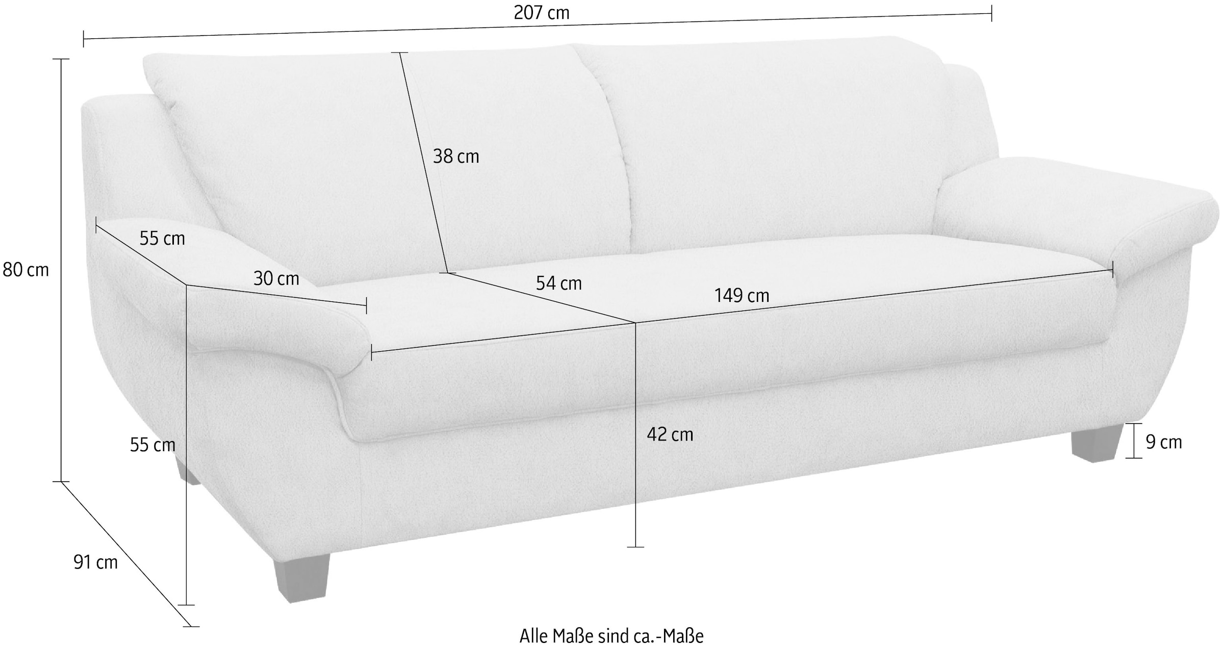 GOODproduct 3-places »Sillkeborg 207 cm, formschönes Sofa mit dunklen Füssen« revêtement Pet Friendly adapté aux animaux