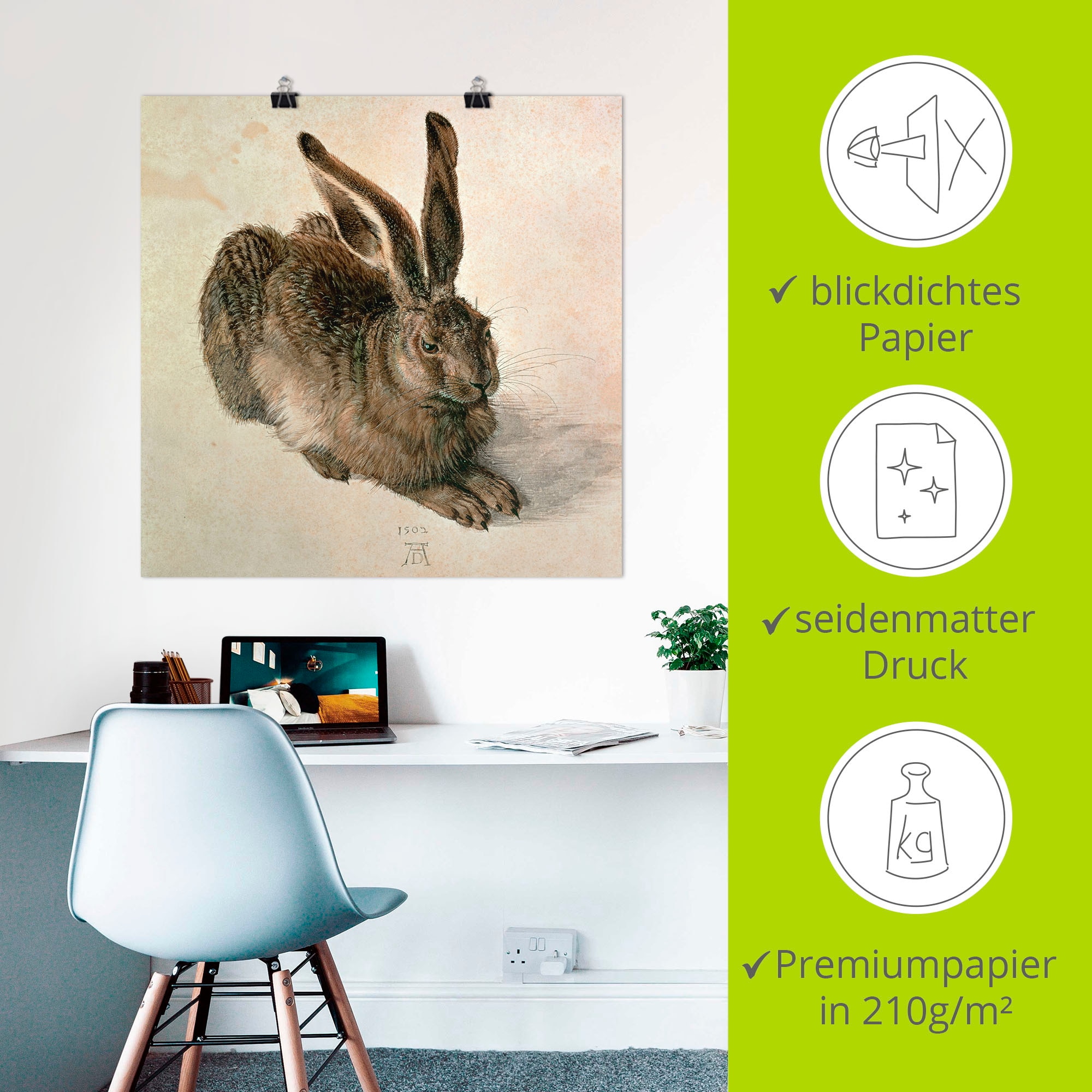 Artland Wandbild »Junger Feldhase. 1502« Wildtiere 1 Stk. tlg. als Leinwandbild, Poster in verschied. Grössen