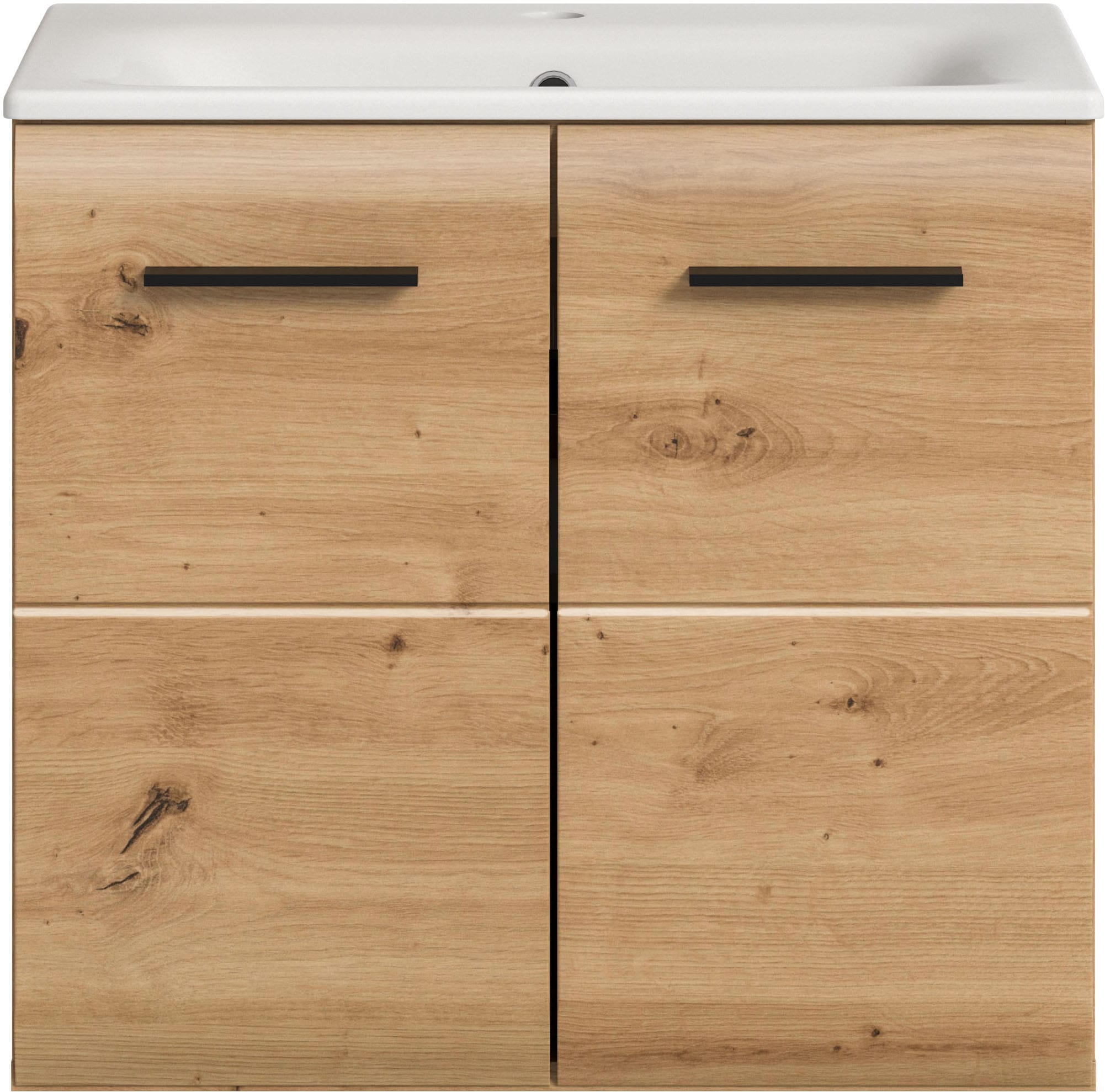 welltime Waschbeckenunterschrank 2 Stk. tlg. Florenz, Waschtisch inkl. Waschbecken, Artisan Oak NB, 60 cm breit