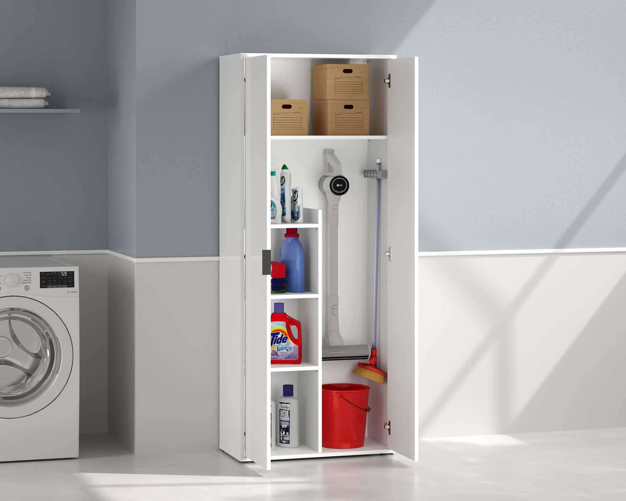 Home affaire Armoire multi-usages »JOLLY, Stauraumschrank , Breite 72,5 cm , Höhe 178 cm« 1 cuis tlg. 2-türiger Schrank, 3 kleine + 1 grosser Boden, hochglanz lackiert