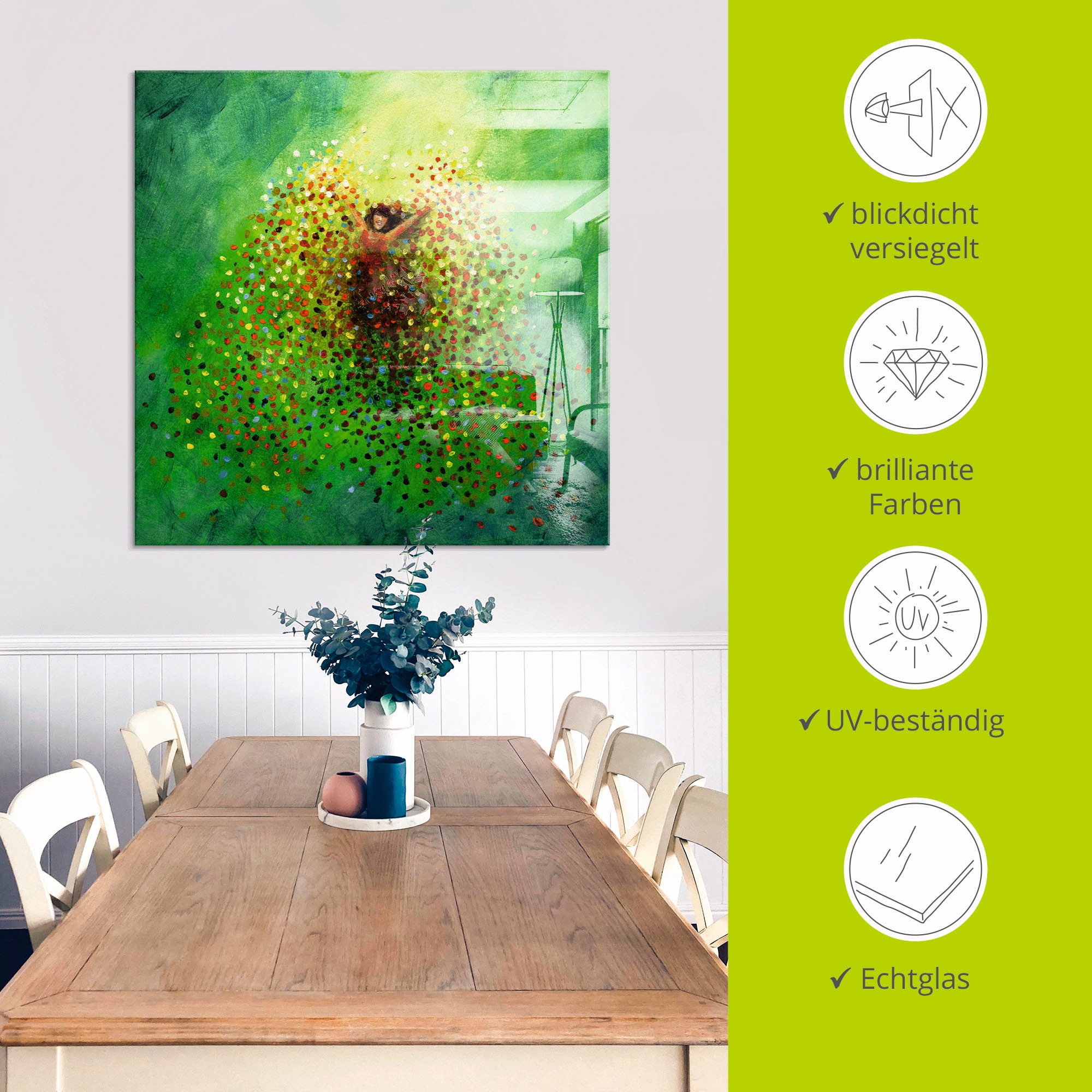 Artland Tableau en verre »Sich selbst feiern« 1 cuis tlg. in verschiedenen Grössen