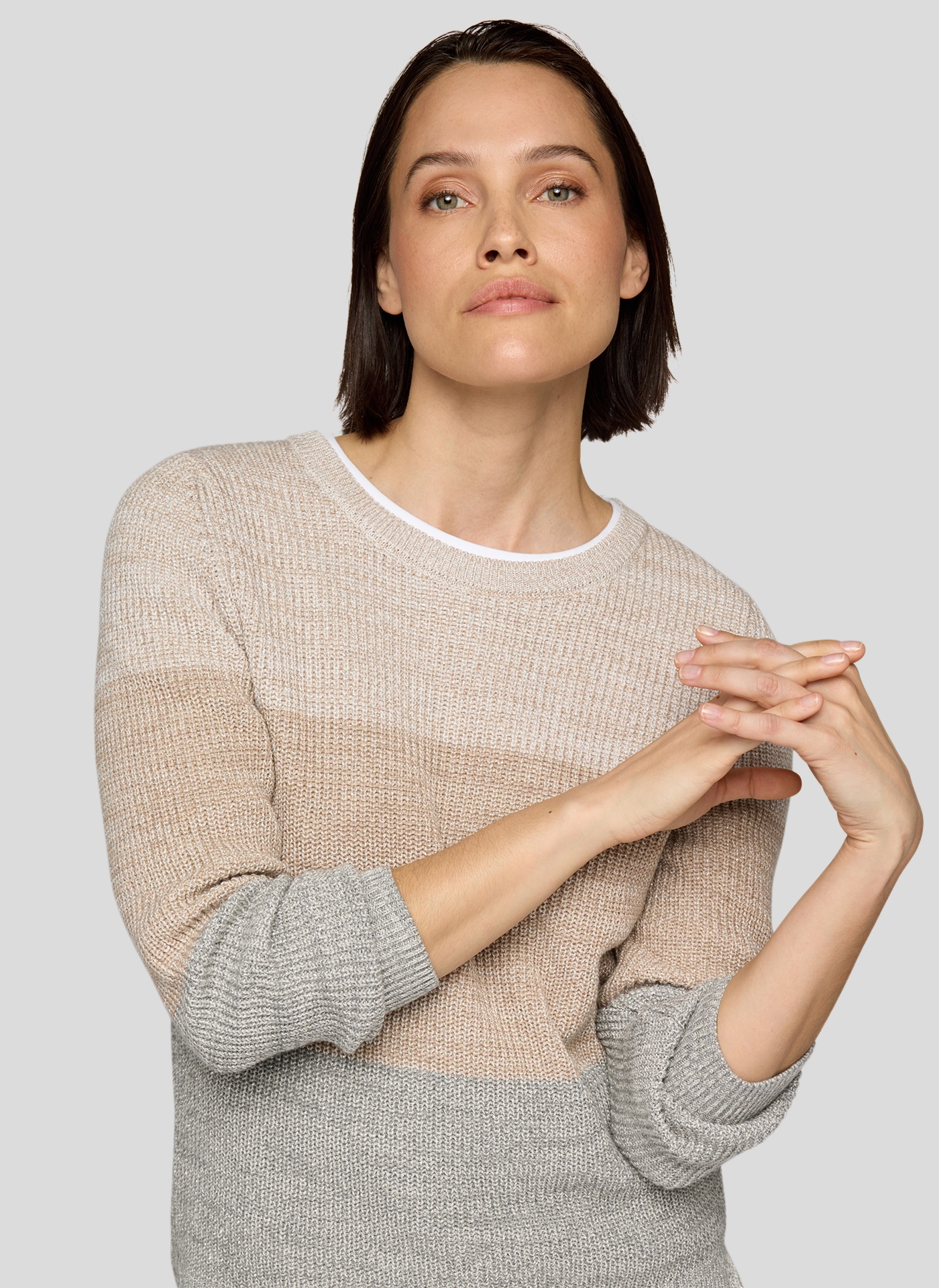 Rabe Rundhalspullover mit intarsien Muster