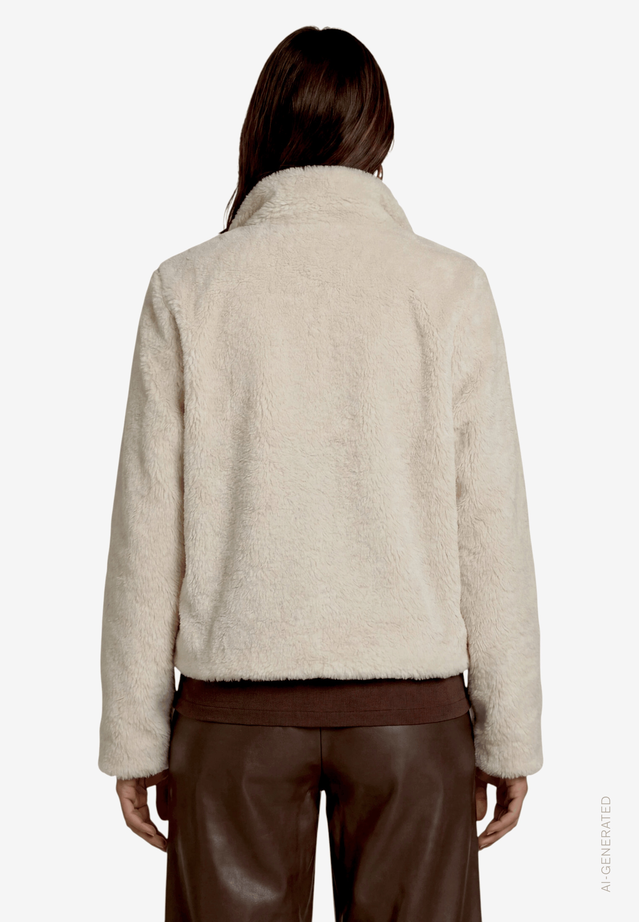 Zero Veste en fausse fourrure sans capuche Veste douillette avec col haut
