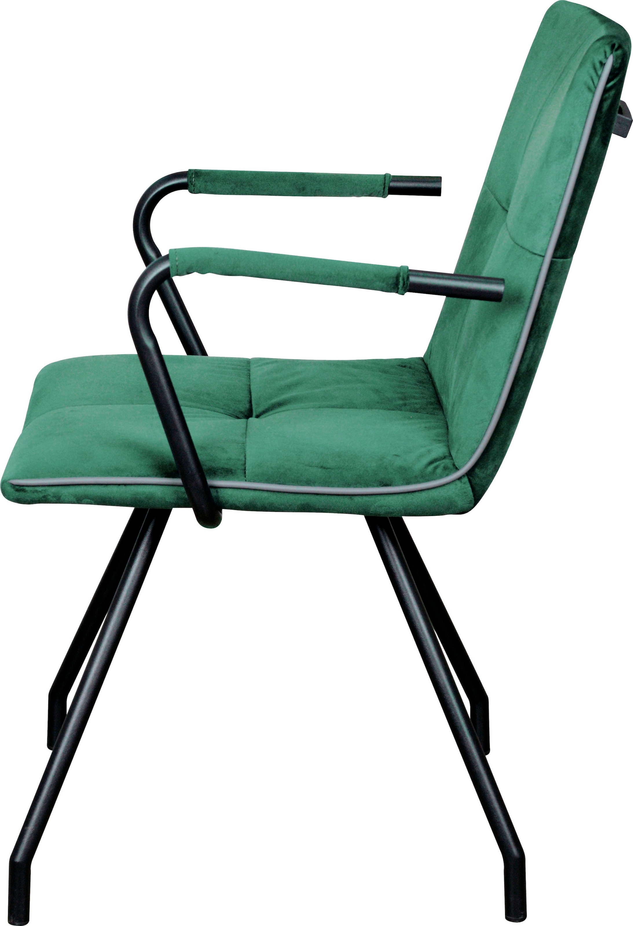 Kayoom Chaise rembourrée »Stuhl Eaden 225 2er-Set, samtiger Stoffbezug, Paspel aus Kunstleder« (Set) 2 cuisstilvoll, pflegeleicht, zeitgemässe Farbgebung, samtiger Stoffbezug
