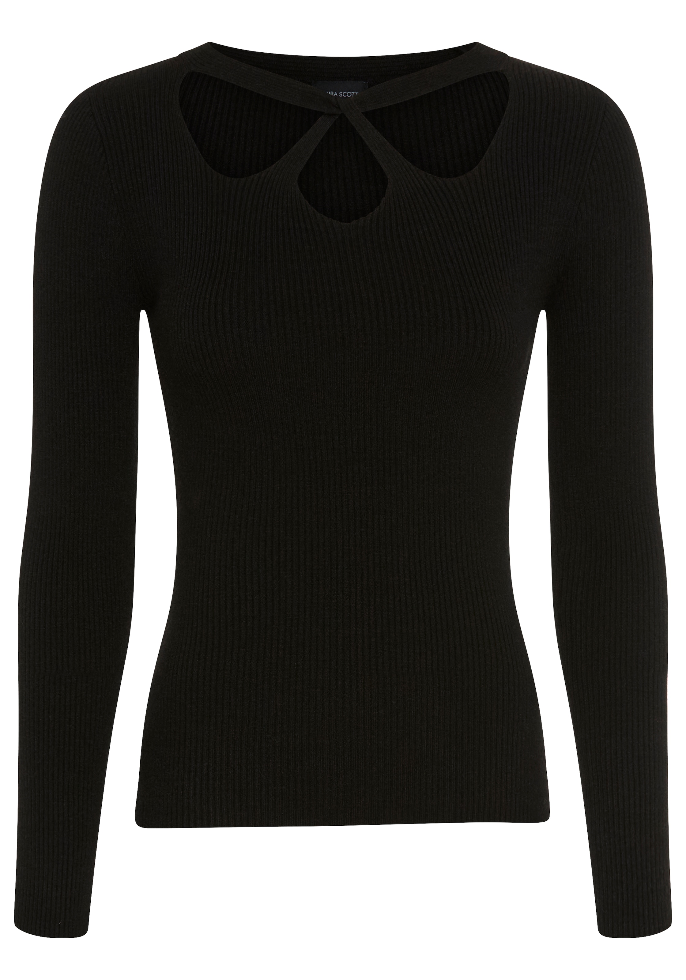 Laura Scott Pull en tricot »figurbetonte Passform, hüftlange Schnittform, aus Rippstrick« avec découpes féminines, en mélange de viscose douce