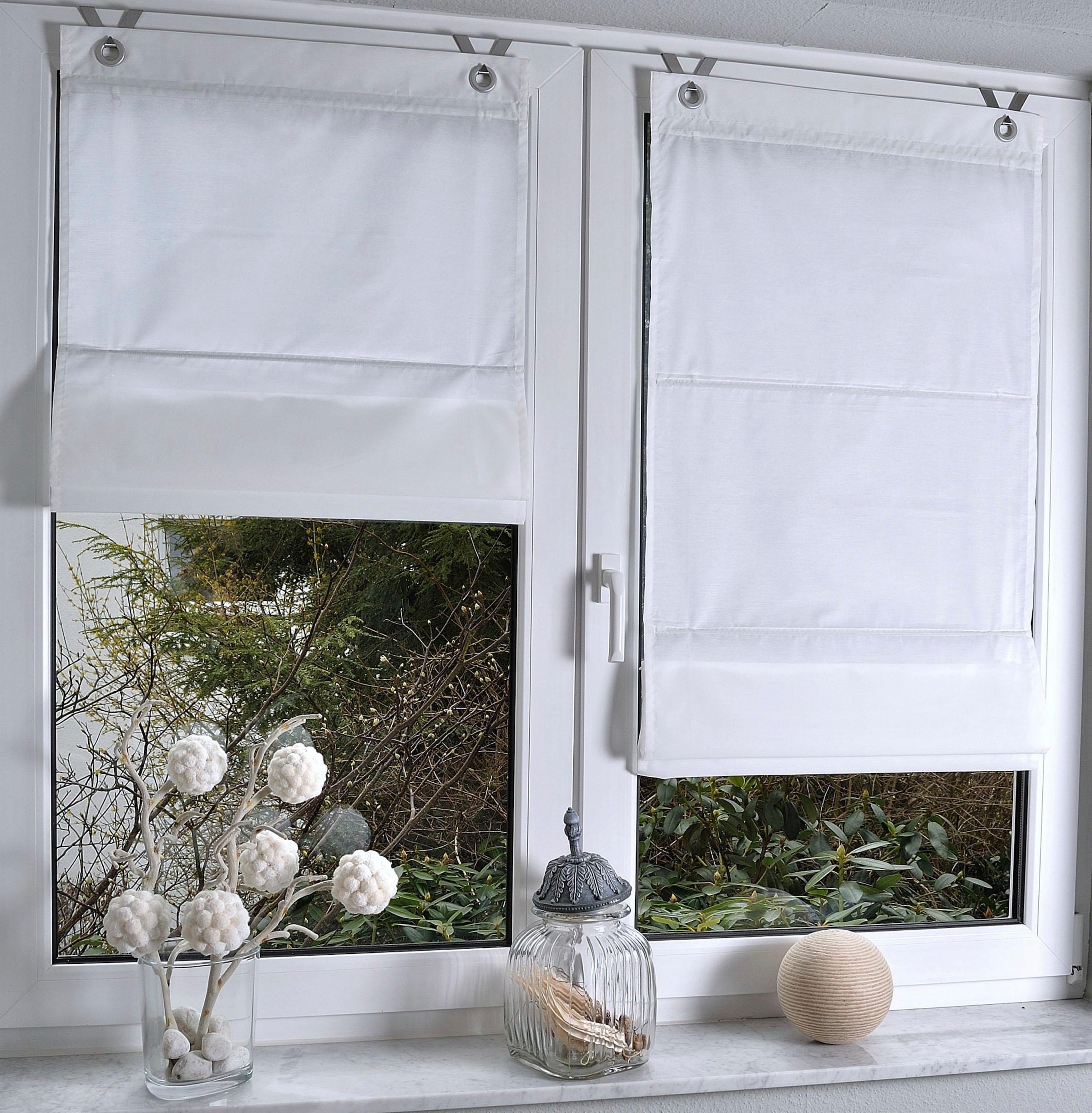 Kutti Raffrollo »Kessy Bessy« mit Hakenaufhängung ohne Bohren freihängend halbtransparent, Baumwolle, Polyester, Hakenaufhängung