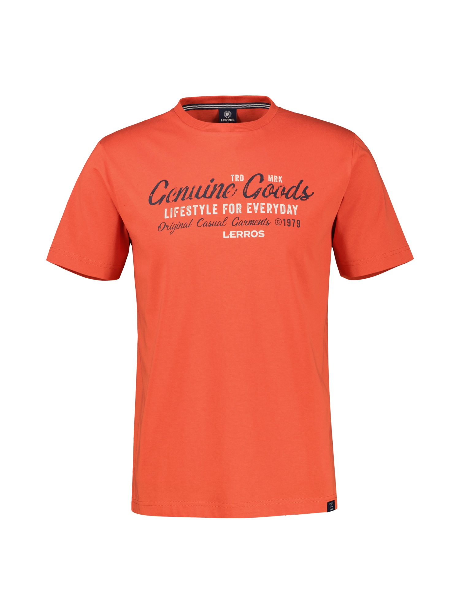 LERROS T-Shirt »T-Shirt unifarben mit Print und 1/2-Ärmeln«