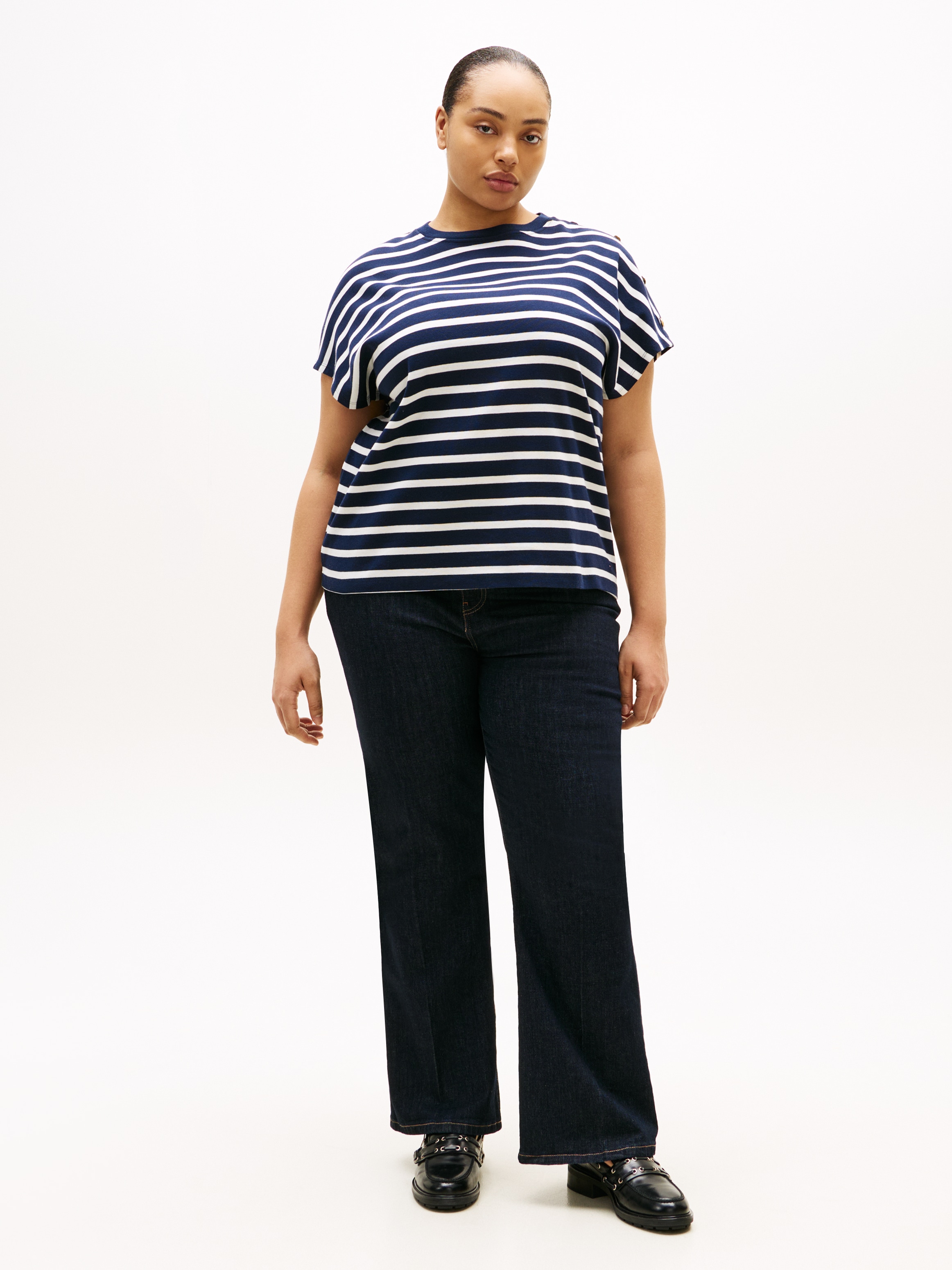 Tommy Hilfiger Curve T-shirt à manches courtes »CRV GOLD BUTTON SS TEE« in grossen Grössen