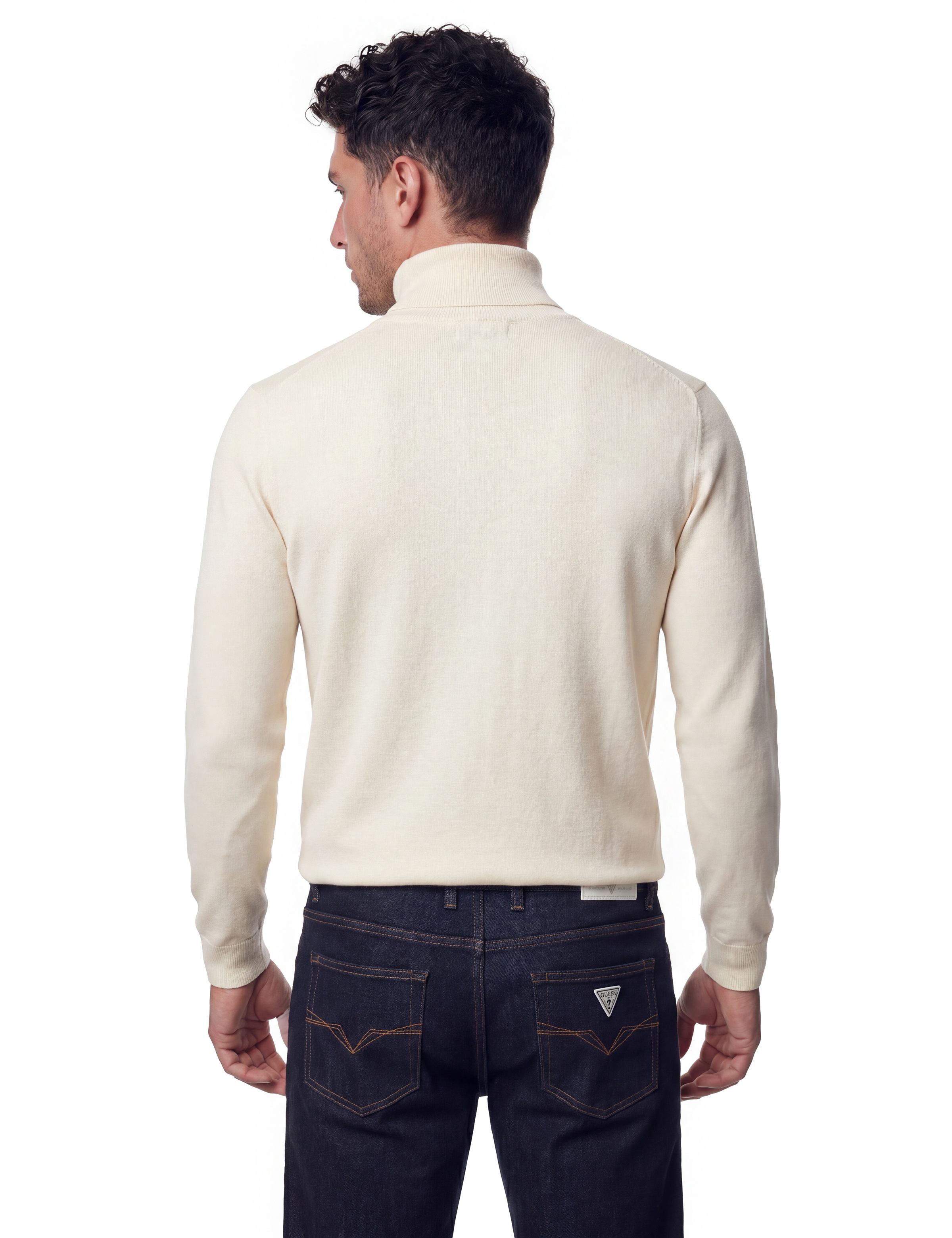 Guess Pull à col roulé mit Seide und Wolle, Regular Fit, Logo-Schriftzug
