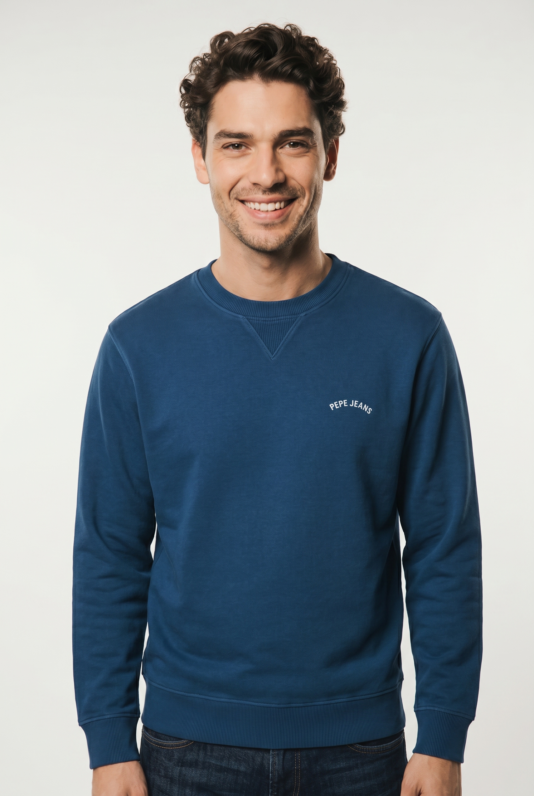 Pepe Jeans Sweat-shirt »JOHN CREW«, avec empiècement côtelé au col rond, inscription logo
