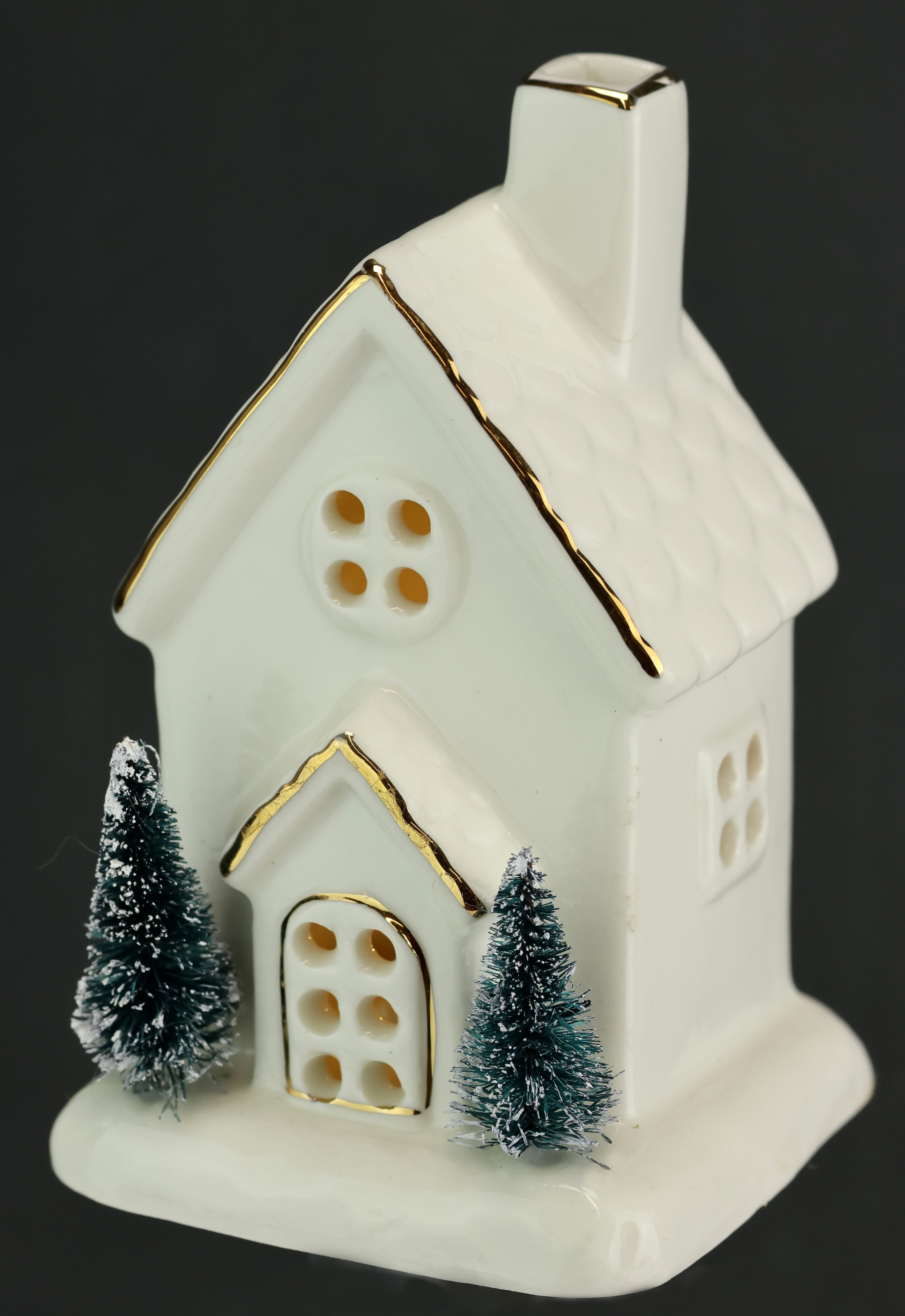 I.GE.A. LED-Dekofigur »LED-Haus« Dekoobjekt LED batteriebetrieben Weiss Gold Weihnachtsdeko