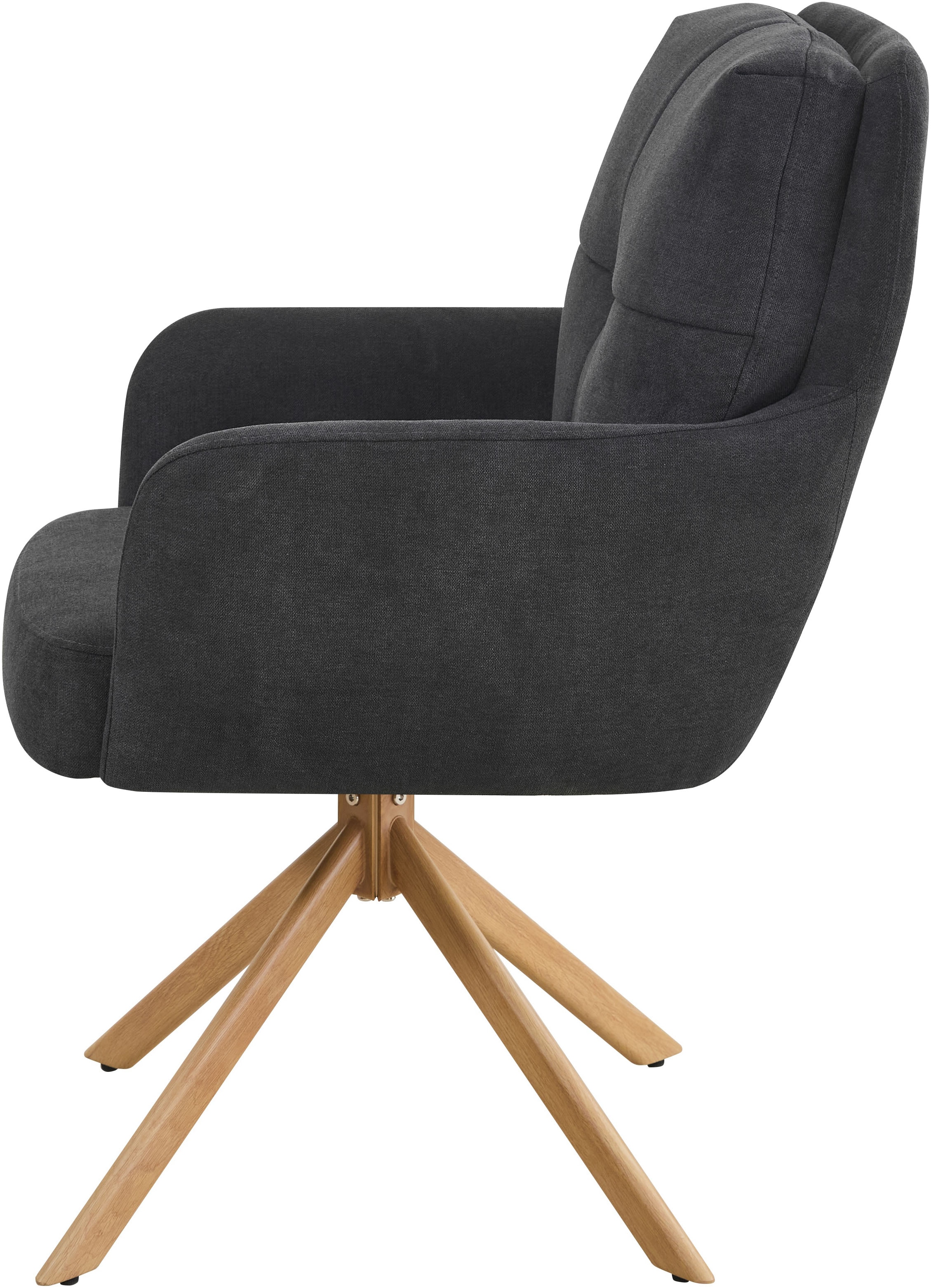 GOODproduct Chaise de salle à manger »Miami, 2er-Set, Federkern« (Ensemble) 2 cuisgemütlicher Armlehnstuhl mit Federkern, Fein-Webstoff und Holzoptik