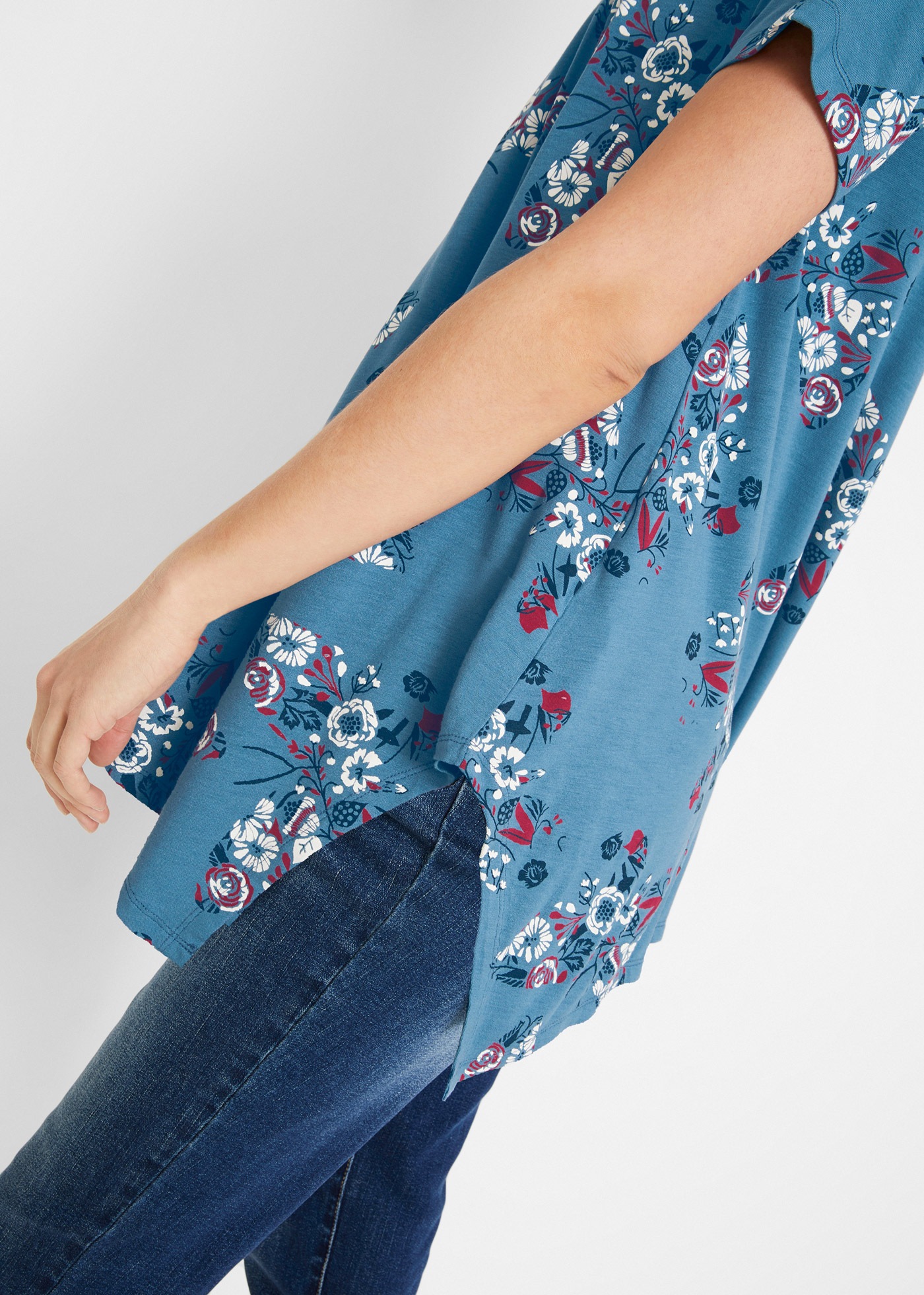 bonprix T-shirt long Ballonform, Halbarm, aus Viskose und Elasthan, casual Stil