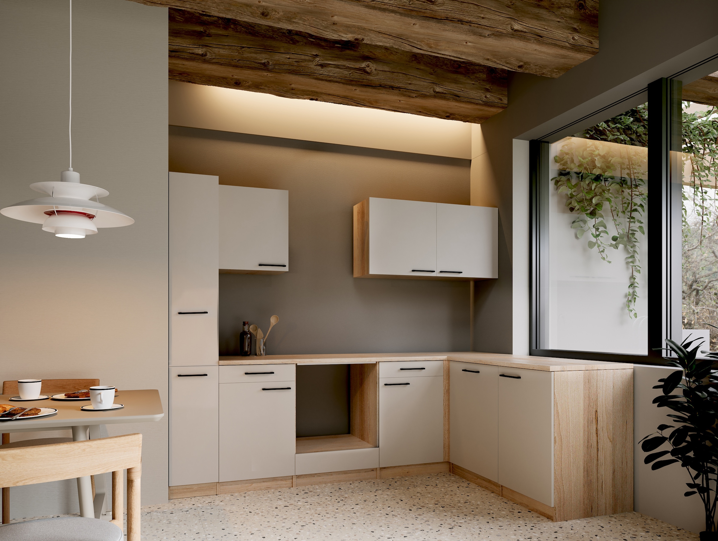 RESPEKTA Cuisine d'angle »Merle« démonté, au choix avec appareils électriques, fonction Soft Close, largeur 250 cm