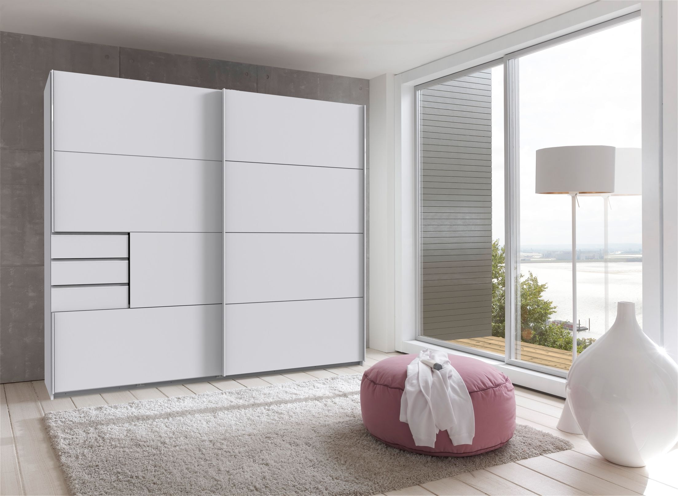 Wimex Schwebetürenschrank »Saigon, mit kompletter Innenausstattung, Made in Germany« Kleiderschrank 2-türig, 225cm breit, mit 3 praktischen Aussenschubladen