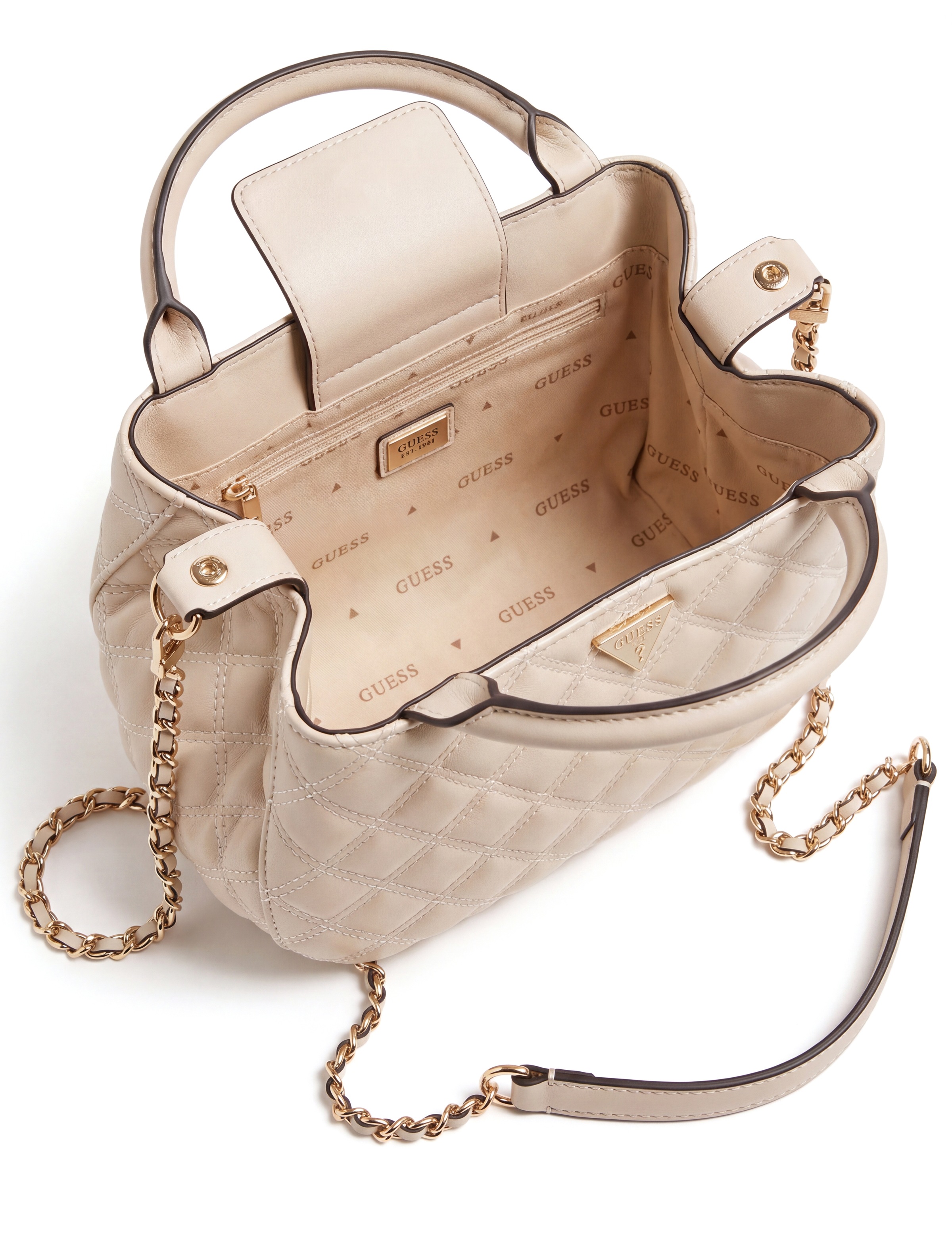 Guess Sac à bandoulière »JULIET MINI SATCHEL« Sac à main pour femme, sac bandoulière avec élégant logo triangulaire